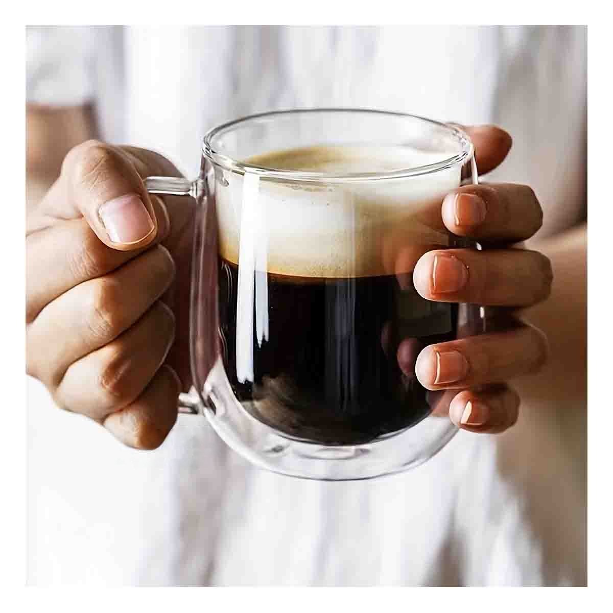 PACK4 RECIPIENTE TRANSPARENTE 100 ML ESPRESSO DOBLE CAPA DE ASA CUADRADA Y+REGALO STICKER - 5