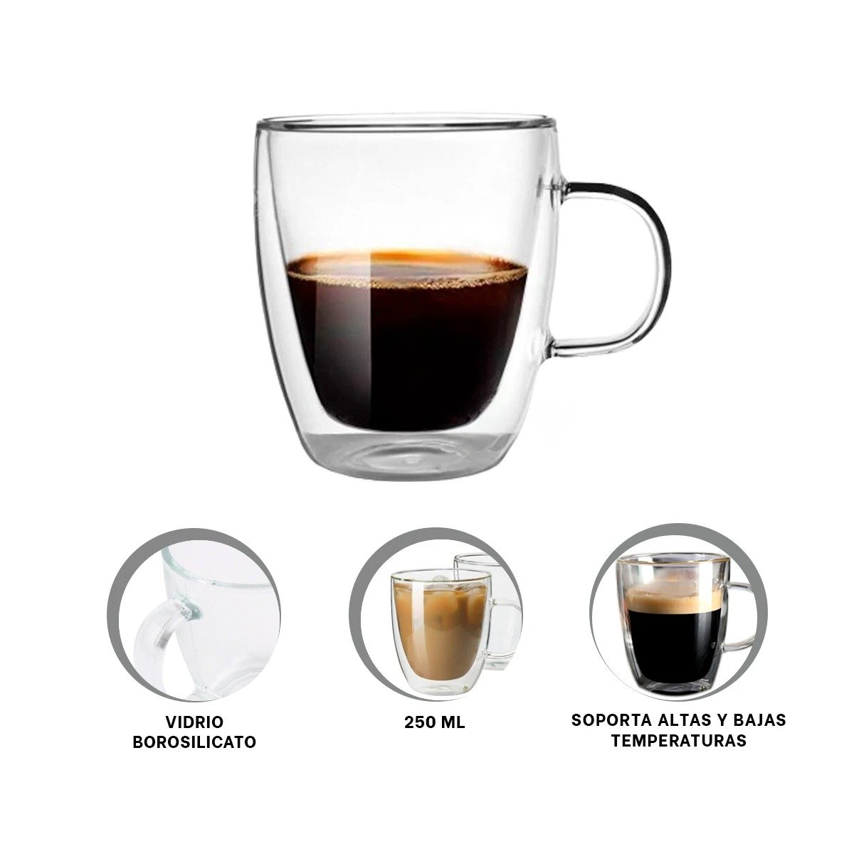 TAZA DE 250ML EN VIDRIO COLOR TRANSPARENTE BASE FIRME DE DIMENSIONES 8X8X11CM Y+PAPEL REGALO - 5