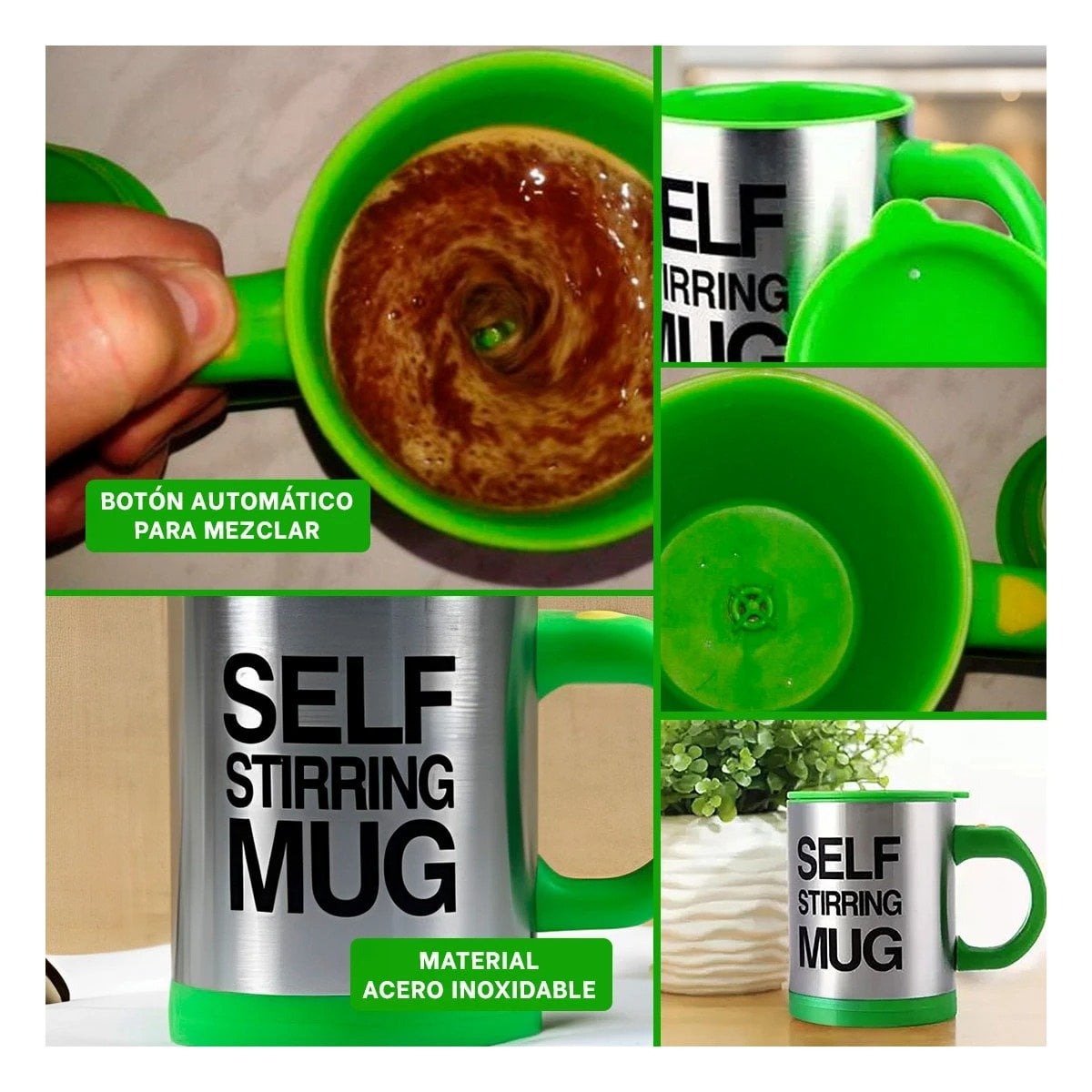 AGITADOR ELECTRICO 400 ML CON 2 PILAS AAA PARA HOGAR Y OFICINA VERDE Y+LIGAS REGALO - 1