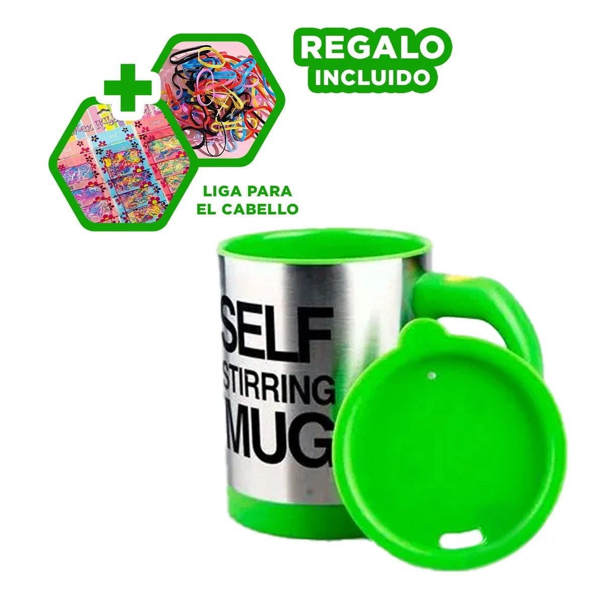 AGITADOR ELECTRICO 400 ML CON 2 PILAS AAA PARA HOGAR Y OFICINA VERDE Y+LIGAS REGALO - 2