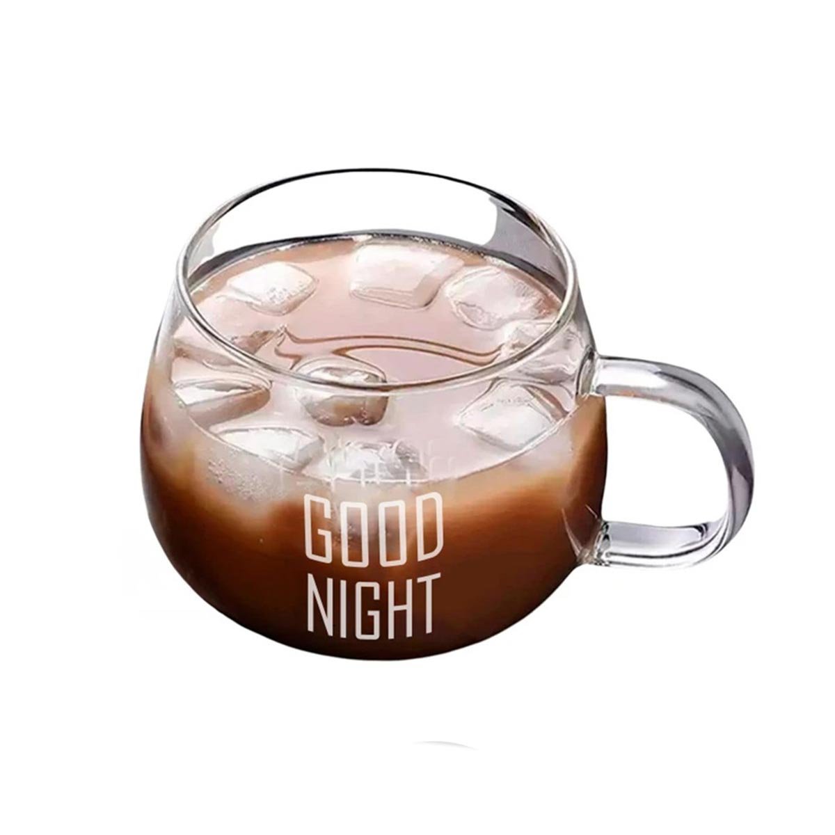 PACK4 COPA 350 ML EN COLOR TRANSPARENTE DE VIDRIO FRASE GOOD NIGHT Y+PAPEL REGALO - 3