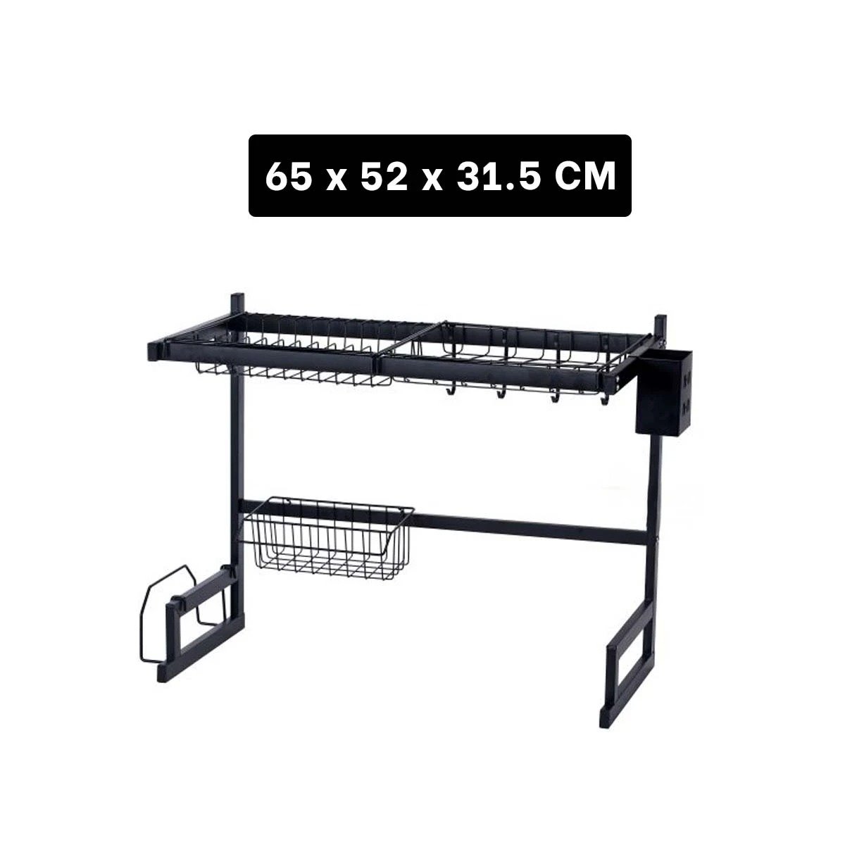 ESCURRIDOR DE PLATOS NEGRO 65CM CON GANCHOS PARA SUS UTENSILIOS Y+LIGAS REGALO - 4