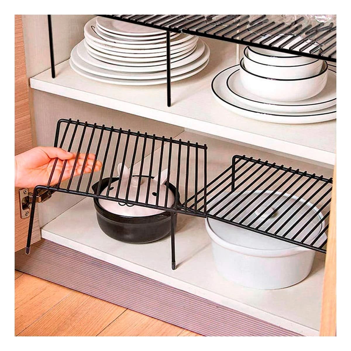 PACK4 ORGANIZADOR DE COCINA NEGRO EN METAL CON SOPORTE DE 6 PATAS Y SISTEMA EXPANDIBLE - 5