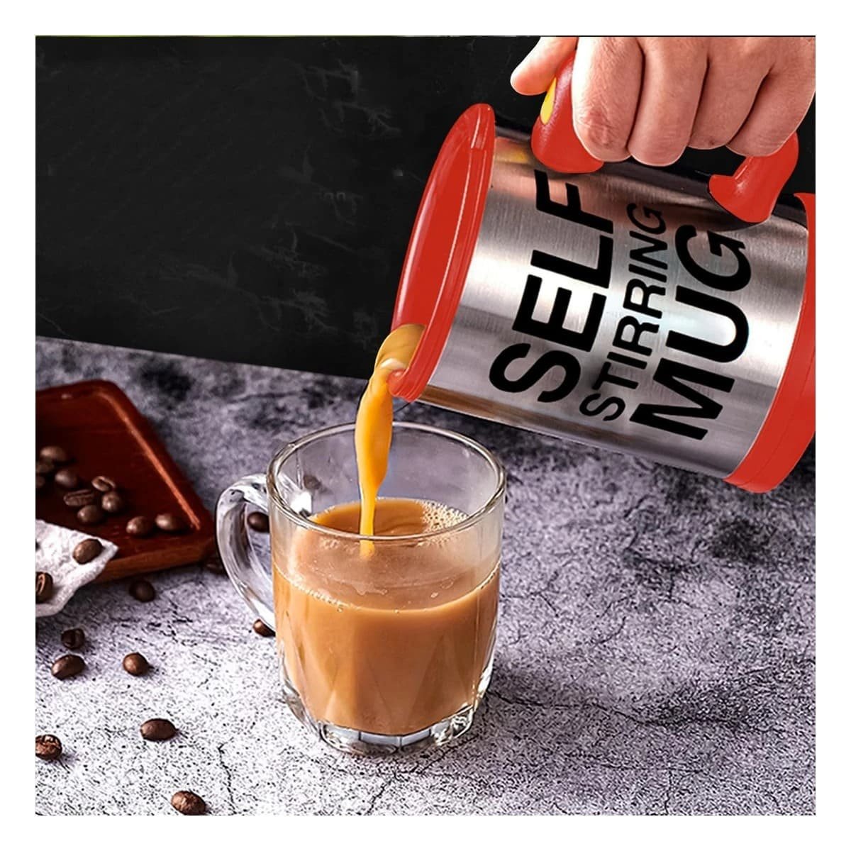 MEZCLADOR ELECTRICO 400 ML CON 2 PILAS AAA PARA BEBIDAS Y BATIDOS ROJO Y+PAPEL REGALO - 2