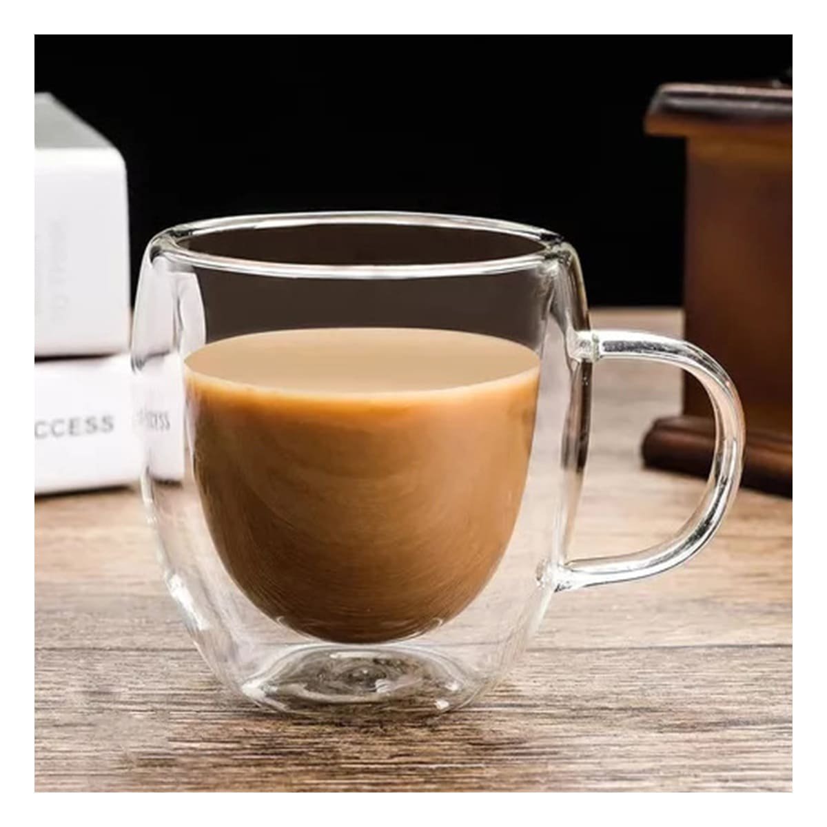 TAZA EN COLOR TRANSPARENTE 290 MILILITROS DOBLE CAPA ESTILO MINIMALISTA Y+REGALO STICKER - 2