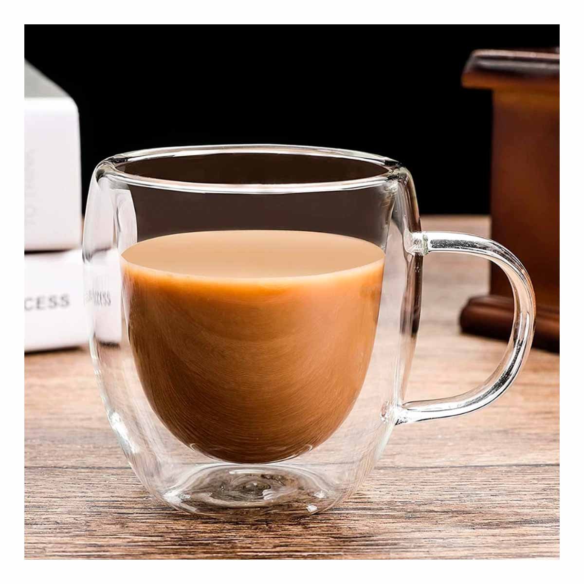 PACK6 VASO ESPRESSO 100 ML DE DOBLE CAPA TRANSPARENTE CON ASA CIRCULAR Y+PAPEL REGALO - 2