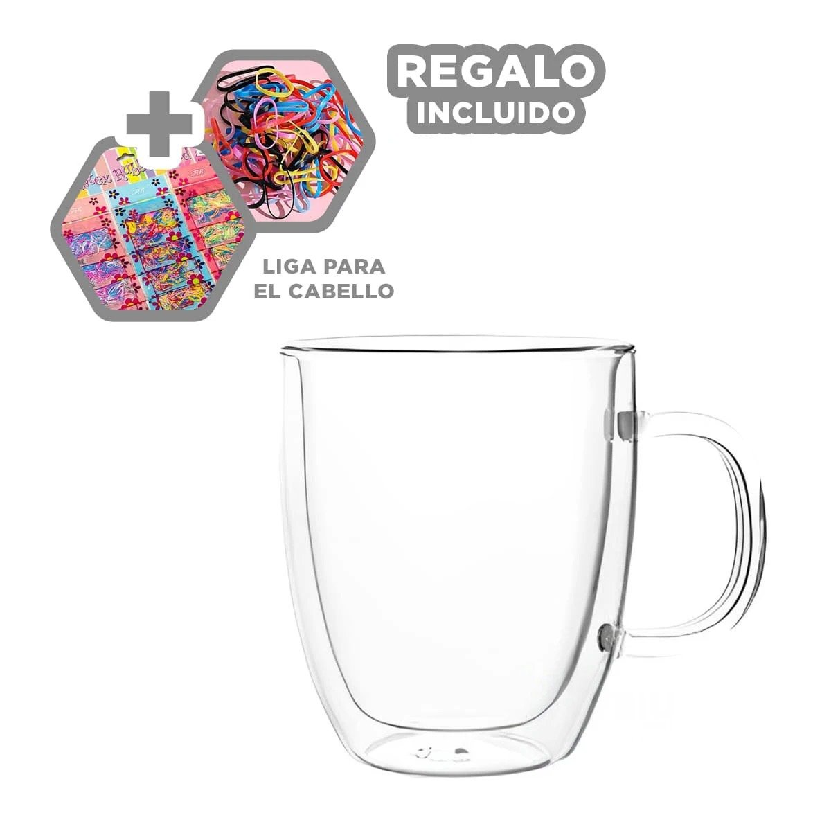 TAZA FORMATO DE 250ML VIDRIO TRANSPARENTE MEDIDAS DE DIMENSIONES 8X8X11CM Y+LIGAS REGALO - 2
