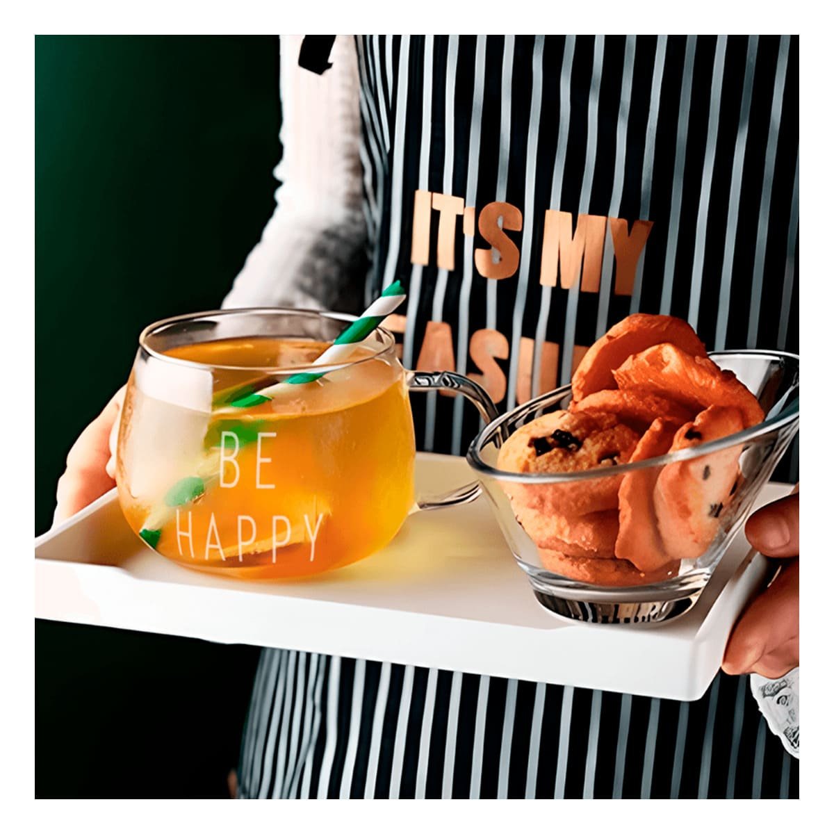 PACK4 JARRO 350 ML VIDRIO TRANSPARENTE CON MENSAJE BE HAPPY ELEGANTE Y+REGALO STICKER - 3