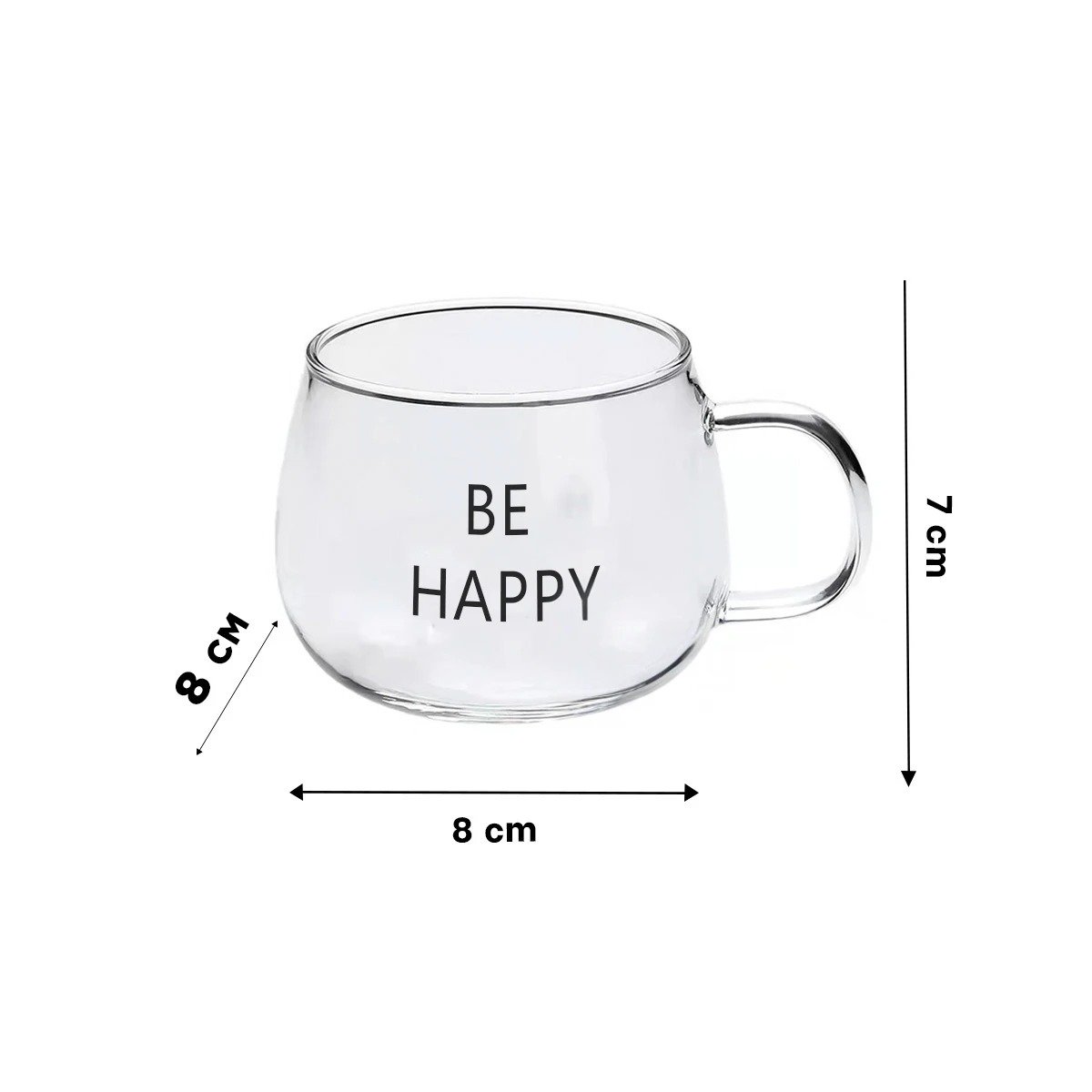 PACK4 JARRO 350 ML VIDRIO TRANSPARENTE CON MENSAJE BE HAPPY ELEGANTE Y+REGALO STICKER - 4