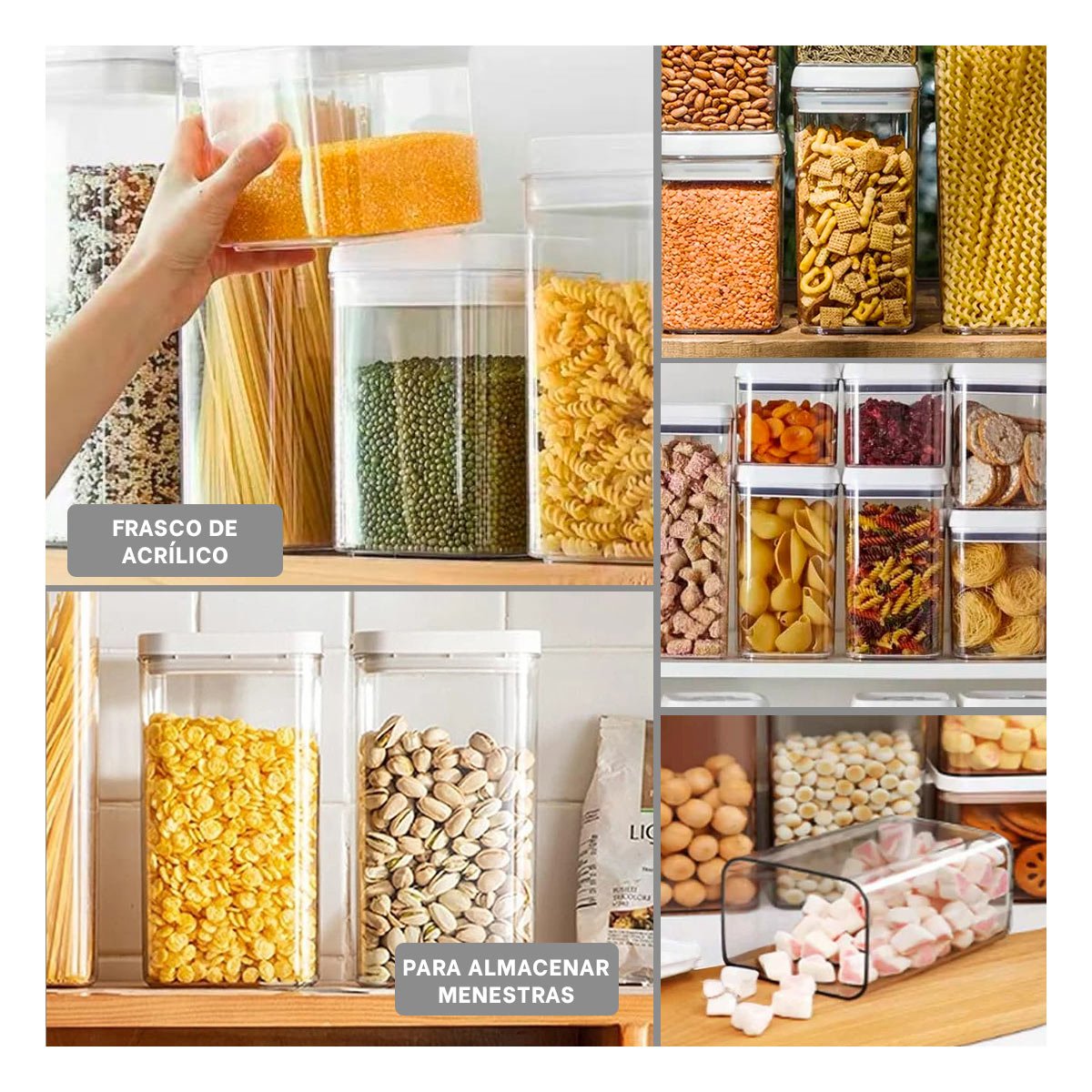 FRASCO ACRILICO CON TAPA BLANCA PUNTO PLOMO 1500ML COCINA ORGANIZADA - 2