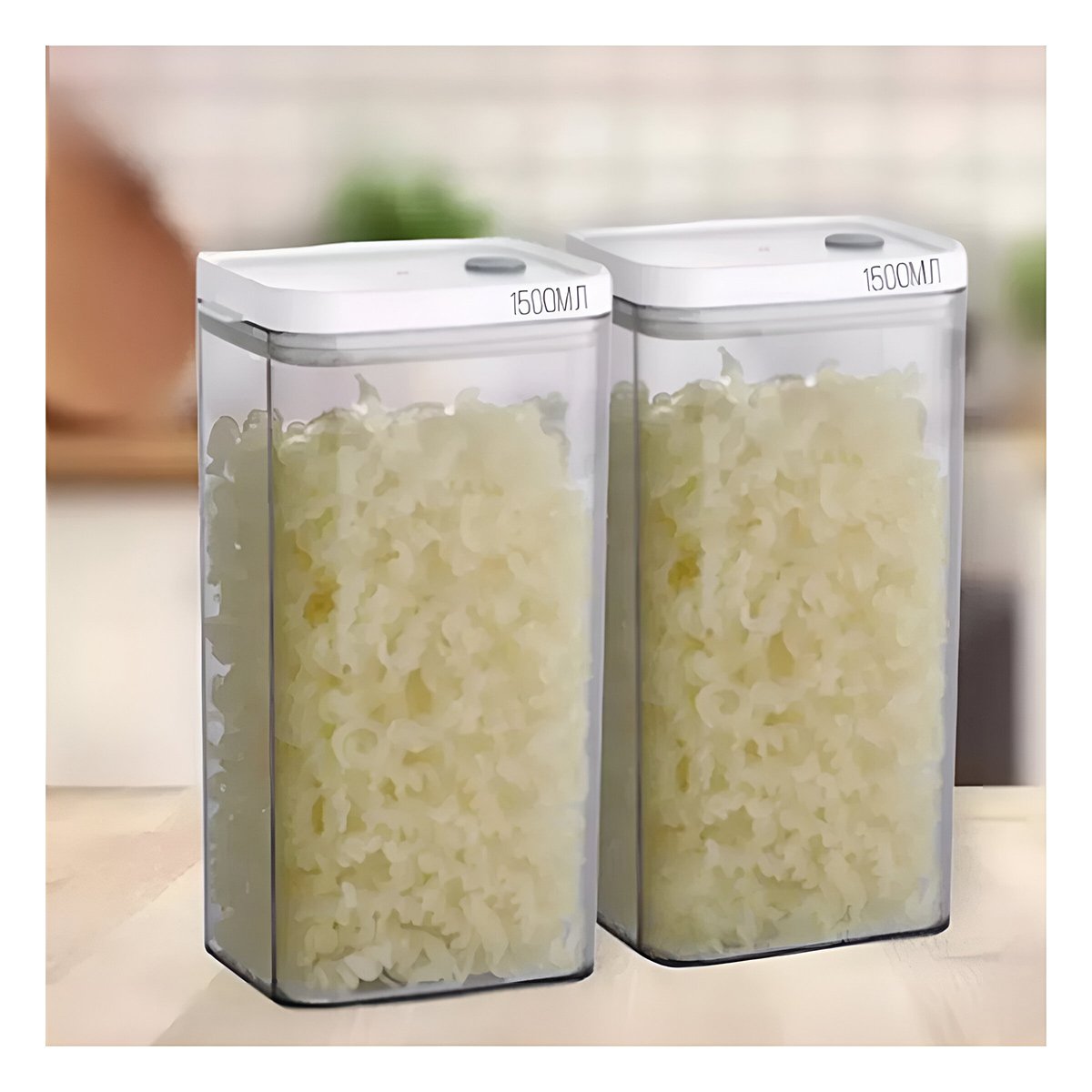 FRASCO ACRILICO CON TAPA BLANCA PUNTO PLOMO 1500ML COCINA ORGANIZADA - 5