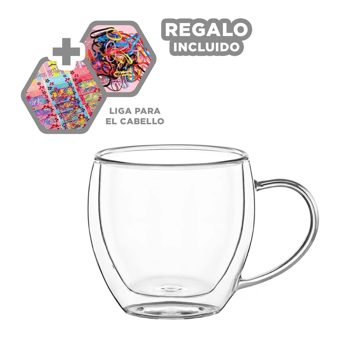 TAZA FORMATO DE 250ML VIDRIO TRANSPARENTE MEDIDAS DE DIMENSIONES 9X5X5CM Y+LIGAS REGALO - 2