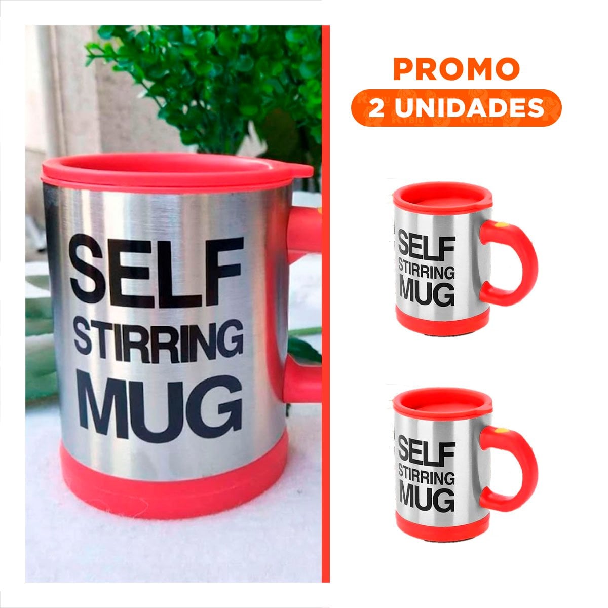 PACK2 TAZA BATIDORA PORTATIL 400 ML CON 2 PILAS AAA PARA USO DIARIO ROJO Y+REGALO STICKER - 1