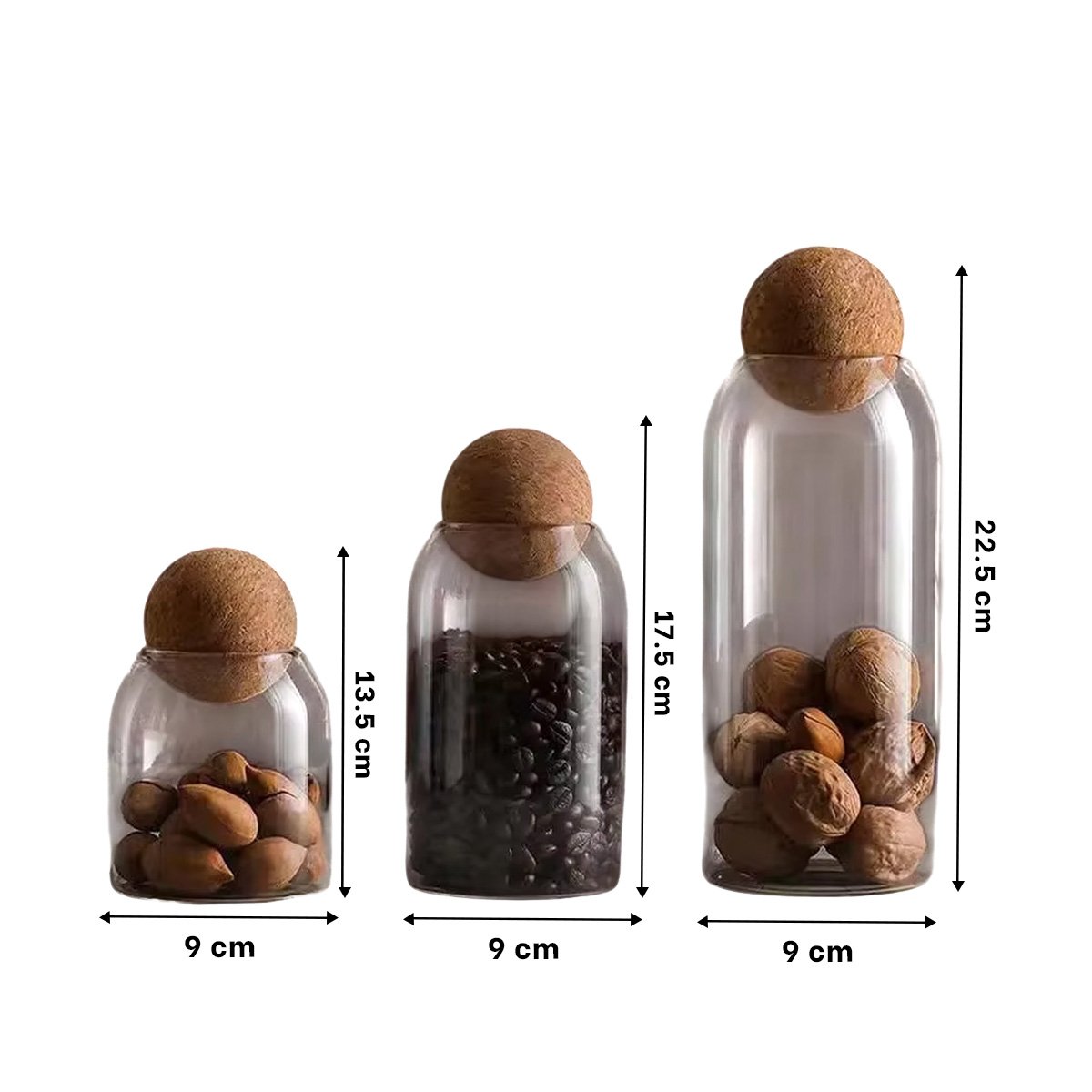 FRASCOS CON TAPA CORCHO ESFERA TRANSPARENTE PARA POSTRES 550ML 750ML 1200ML YPAPEL REGALO - 4