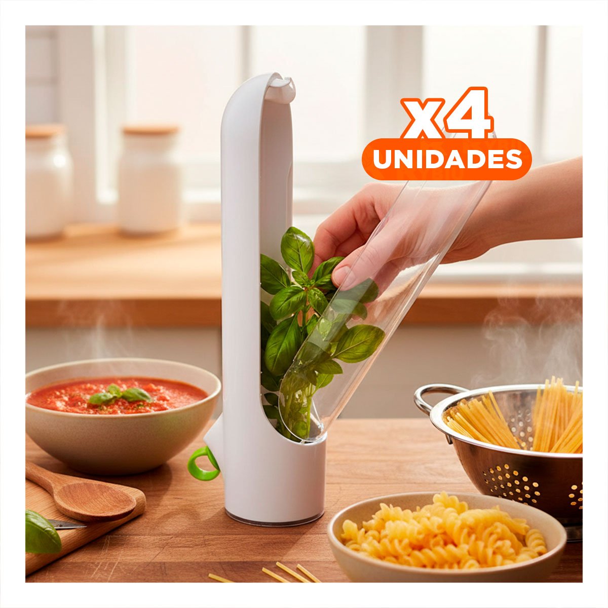 PACK4 ENVASE COMPACTO PARA CONSERVAR HIERBAS AROMATICAS Y MANTENER AROMA BLANCO Y+PAPEL REGALO - 1