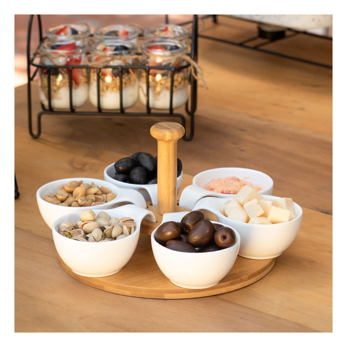 BANDEJA GIRATORIA DE 6 BOWLS QUE FACILITA ACCESO A TODOS LOS INGREDIENTES YPAPEL REGALO - 2