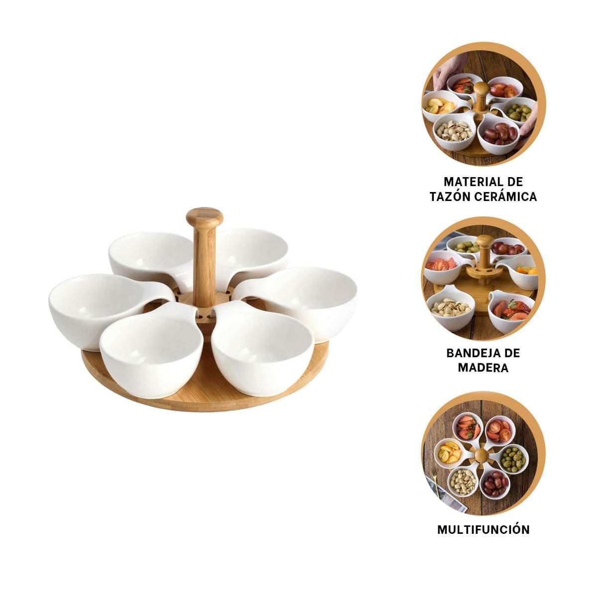 BANDEJA GIRATORIA DE 6 BOWLS QUE FACILITA ACCESO A TODOS LOS INGREDIENTES YPAPEL REGALO - 5