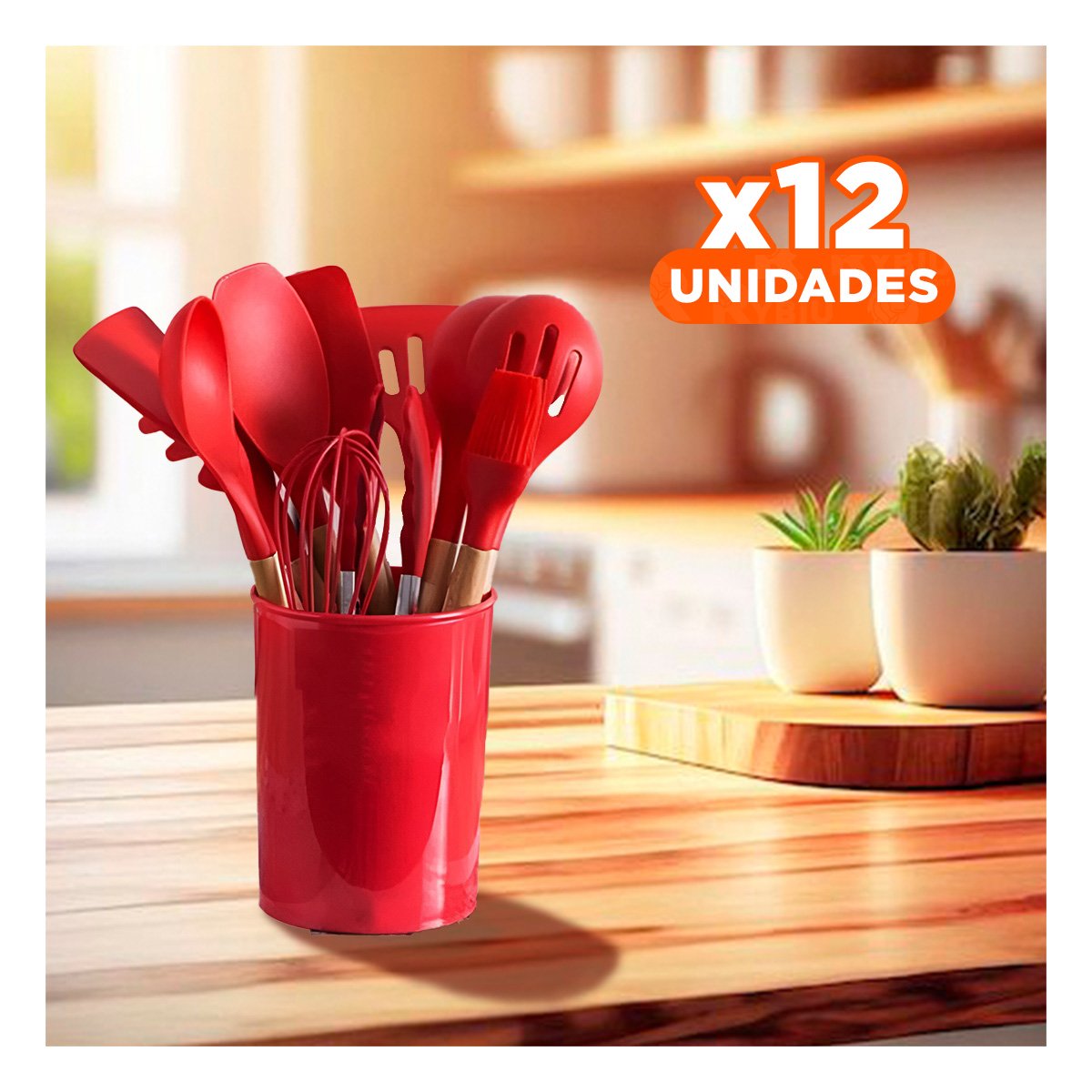PACK12 KIT ORGANIZADOR 12 PIEZAS COLOR ROJO EN SILICONA PARA ESPACIOS MODERNOS Y+PAPEL REGALO - 1