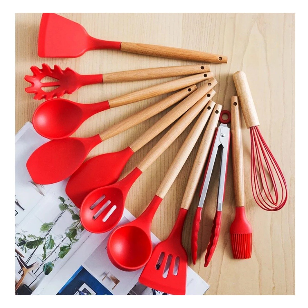 PACK12 KIT ORGANIZADOR 12 PIEZAS COLOR ROJO EN SILICONA PARA ESPACIOS MODERNOS Y+PAPEL REGALO - 5