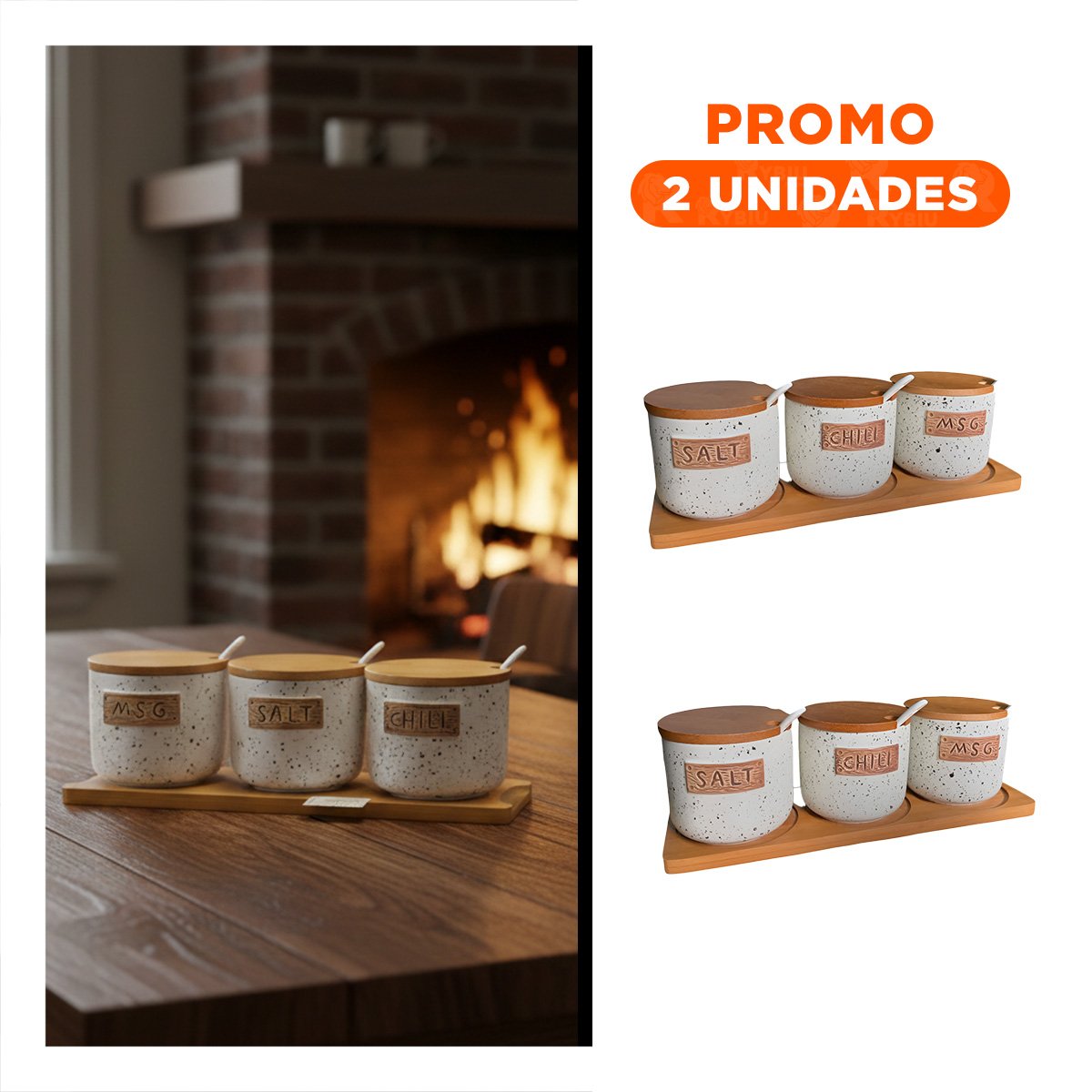 PACK2 SOPORTE DE CONTENEDORES CON TAPA Y CUCHARAS PARA USO DIARIO EN COCINA YREGALO STICKER - 1