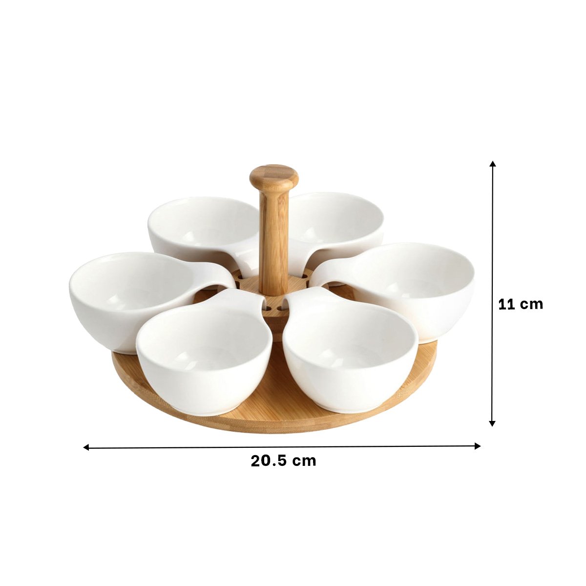 BANDEJA GIRATORIA DE 6 BOWLS QUE PERMITE SERVIR COMIDAS DE FORMA ELEGANTE YLIGAS REGALO - 4