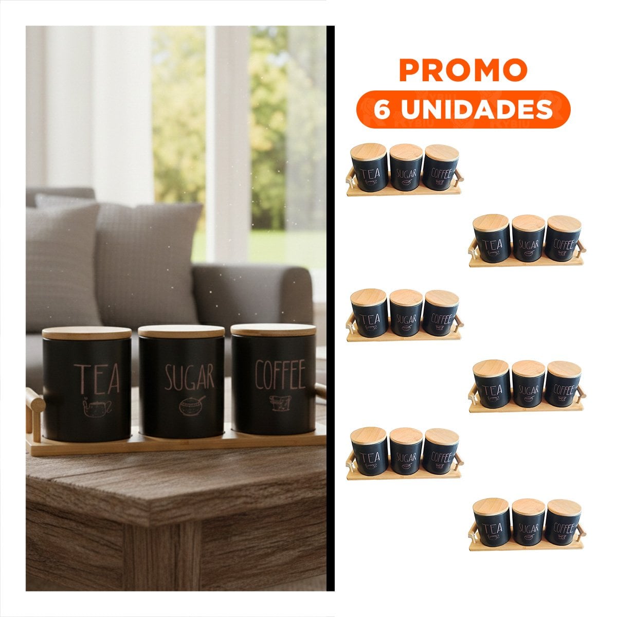 PACK6 ESTANTE PORTACONTENEDORES CON TAPA PARA USO DIARIO Y GUARDAR CONDIMENTOS YREGALO STICKER - 1