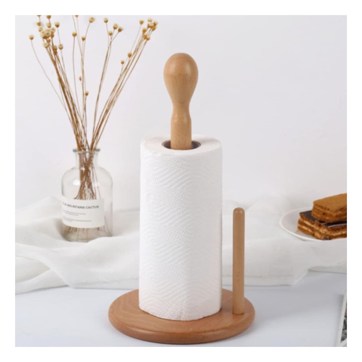 PACK2 SOPORTE VERTICAL CON DOBLE PALO MADERA IDEAL PARA TOALLAS DE COCINA YREGALO STICKER - 3