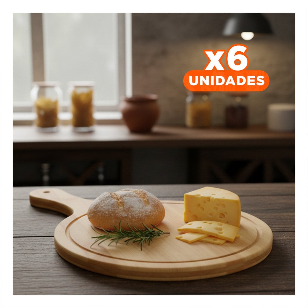 PACK6 BASE DE MADERA REDONDA CON MANGO PARA BUFFET Y APERITIVOS 32X20CM - 1