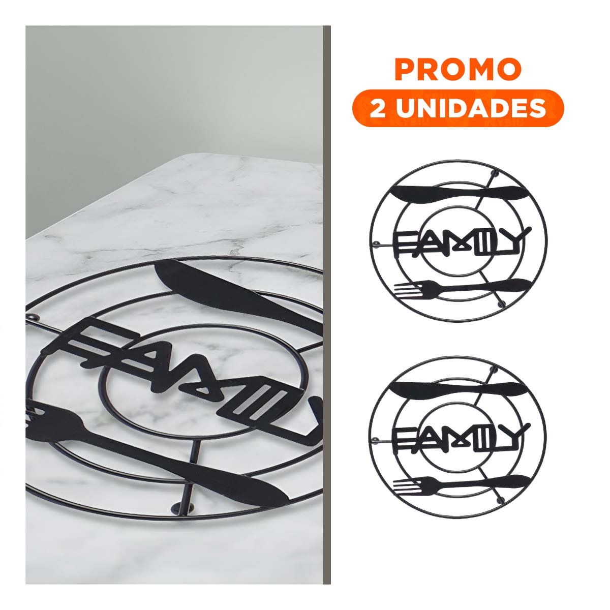 PACK2 BASE OLLAS METAL NEGRO COMO RESPALDO FIRME EN COCINA URBANA Y+REGALO STICKER - 1