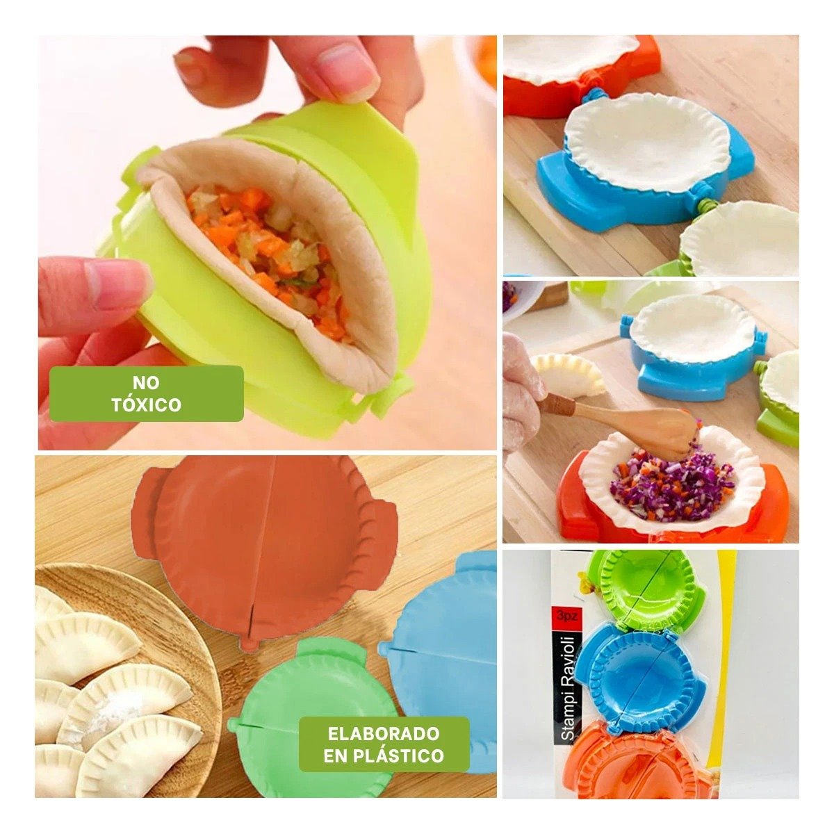 PACK6 JUEGO PLASTICO 3 DIMENSIONES PARA EMPANADAS COLOR MULTICOLOR Y+PAPEL REGALO - 3