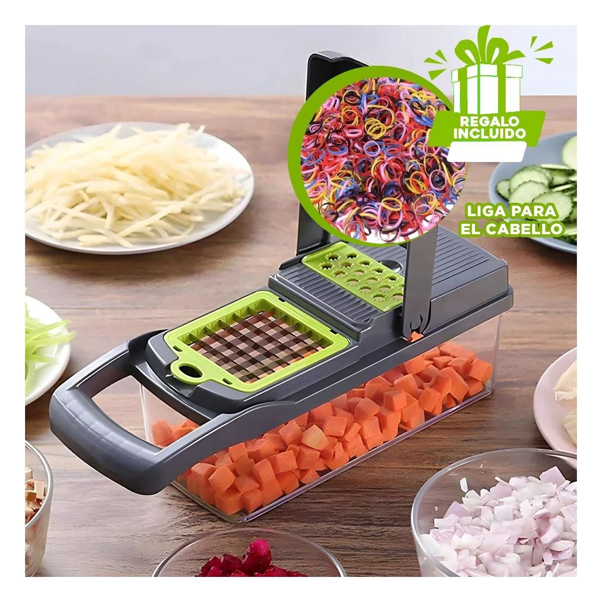 PICADOR INTEGRAL CON CUERPO EN PLASTICO SOLIDO PARA PREPARACION DOMESTICA Y+LIGAS REGALO - 2