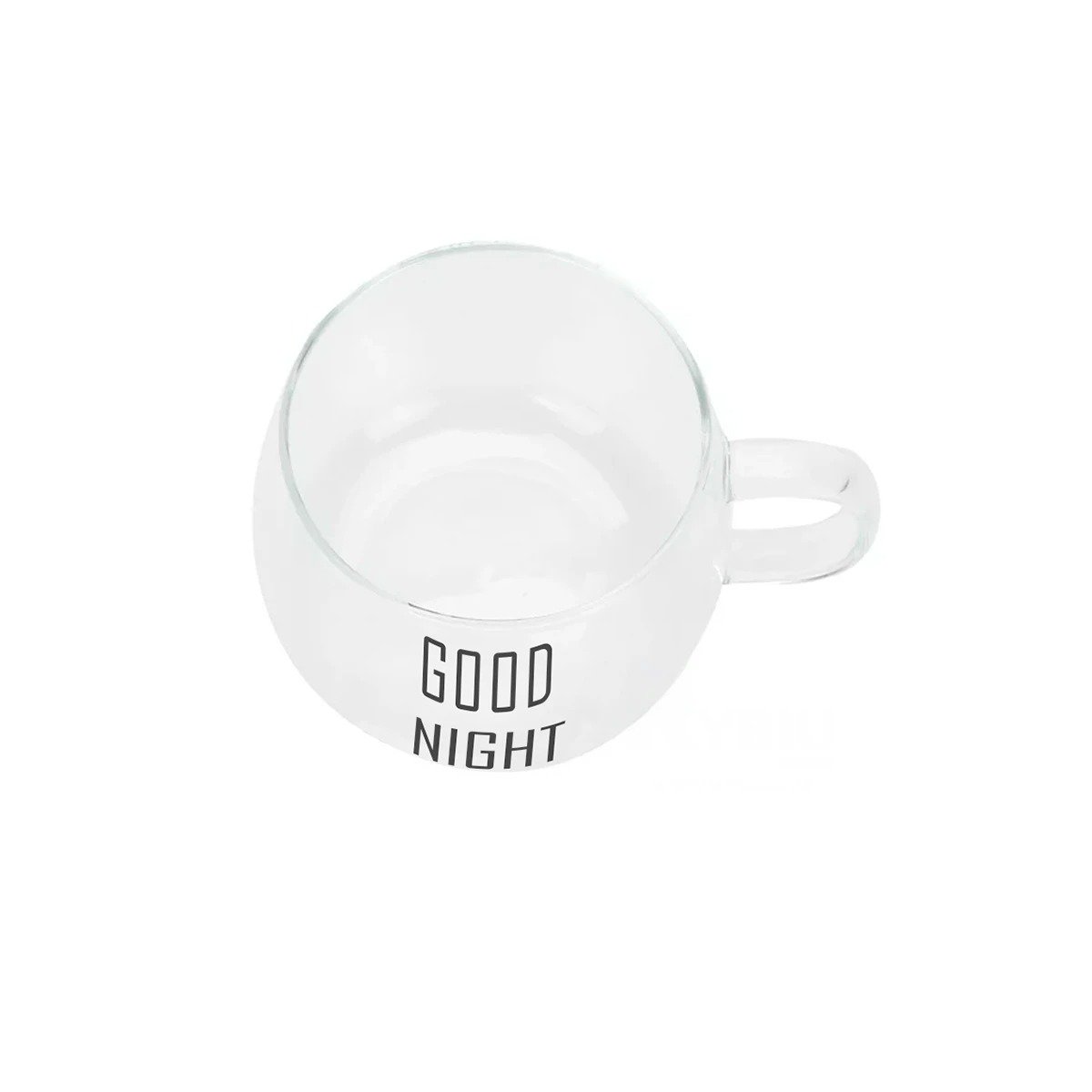 PACK12 VASO 350 ML EN COLOR TRANSPARENTE DE VIDRIO FRASE GOOD NIGHT Y+REGALO STICKER - 2