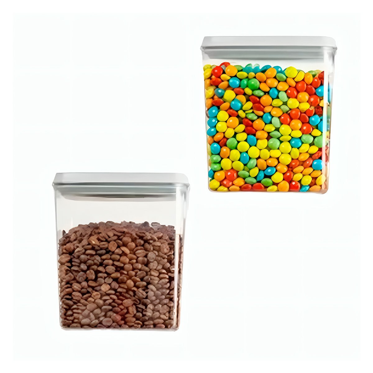 PACK4 TARRO ACRILICO PARA CONDIMENTOS Y CEREALES TAPA BLANCA PUNTO PLOMO 1100ML Y+PAPEL REGALO - 3