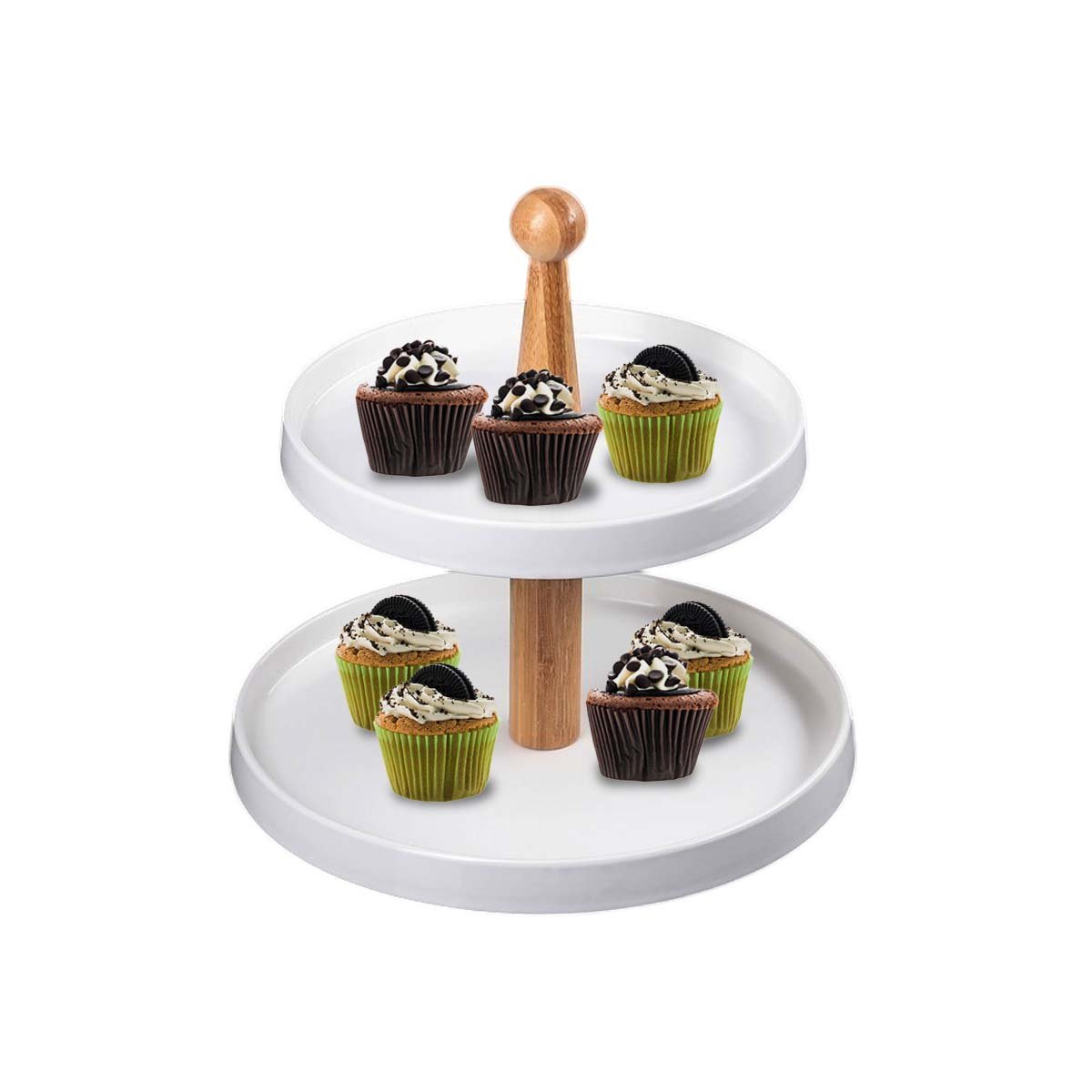 BANDEJA 2 NIVELES DE CERAMICA PARA USO DIARIO Y DECORACION DE COCINA YREGALO STICKER - 1