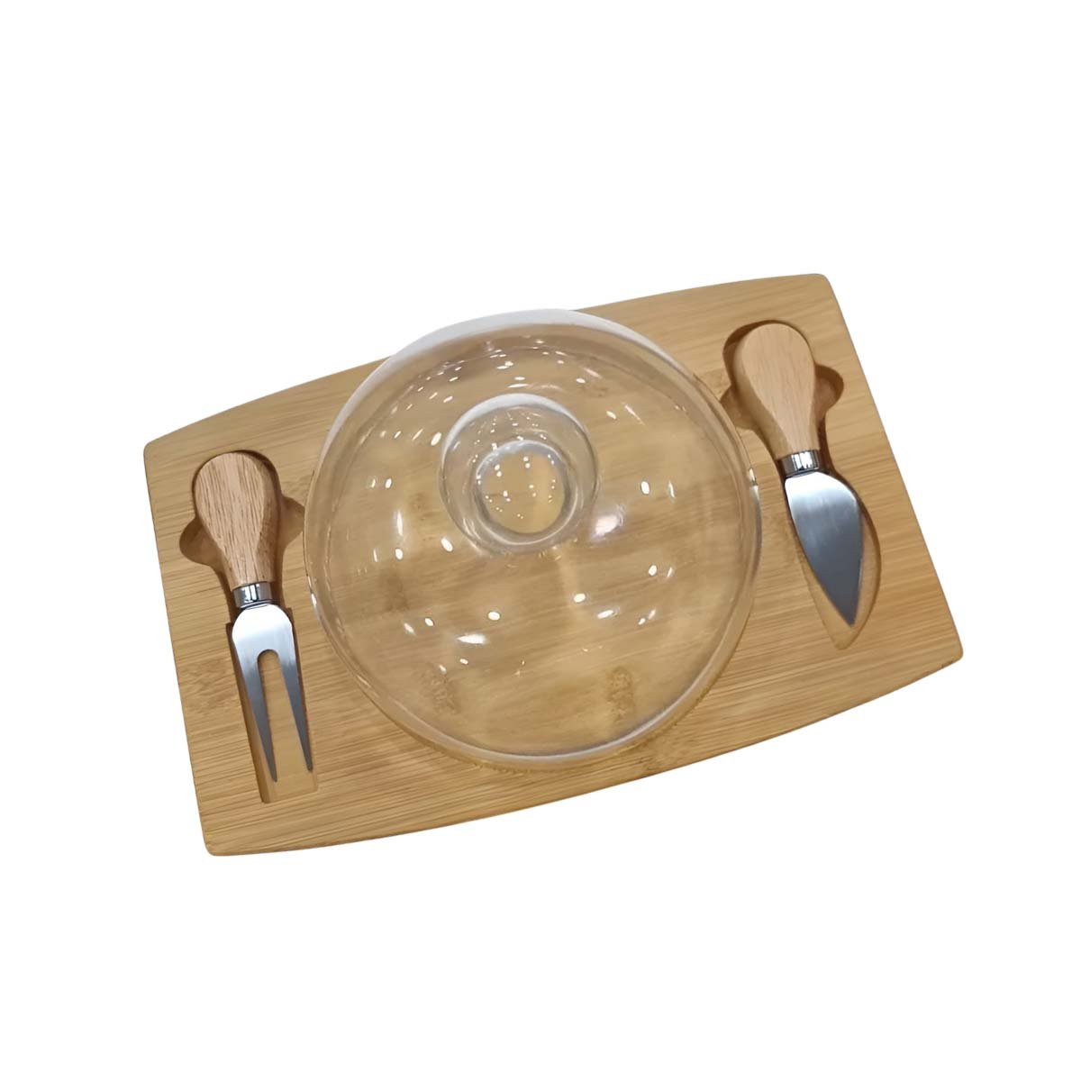 PACK2 BASE DE MADERA CON DOME DE VIDRIO Y UTENSILIOS PARA REUNIONES MADERA YREGALO STICKER - 2