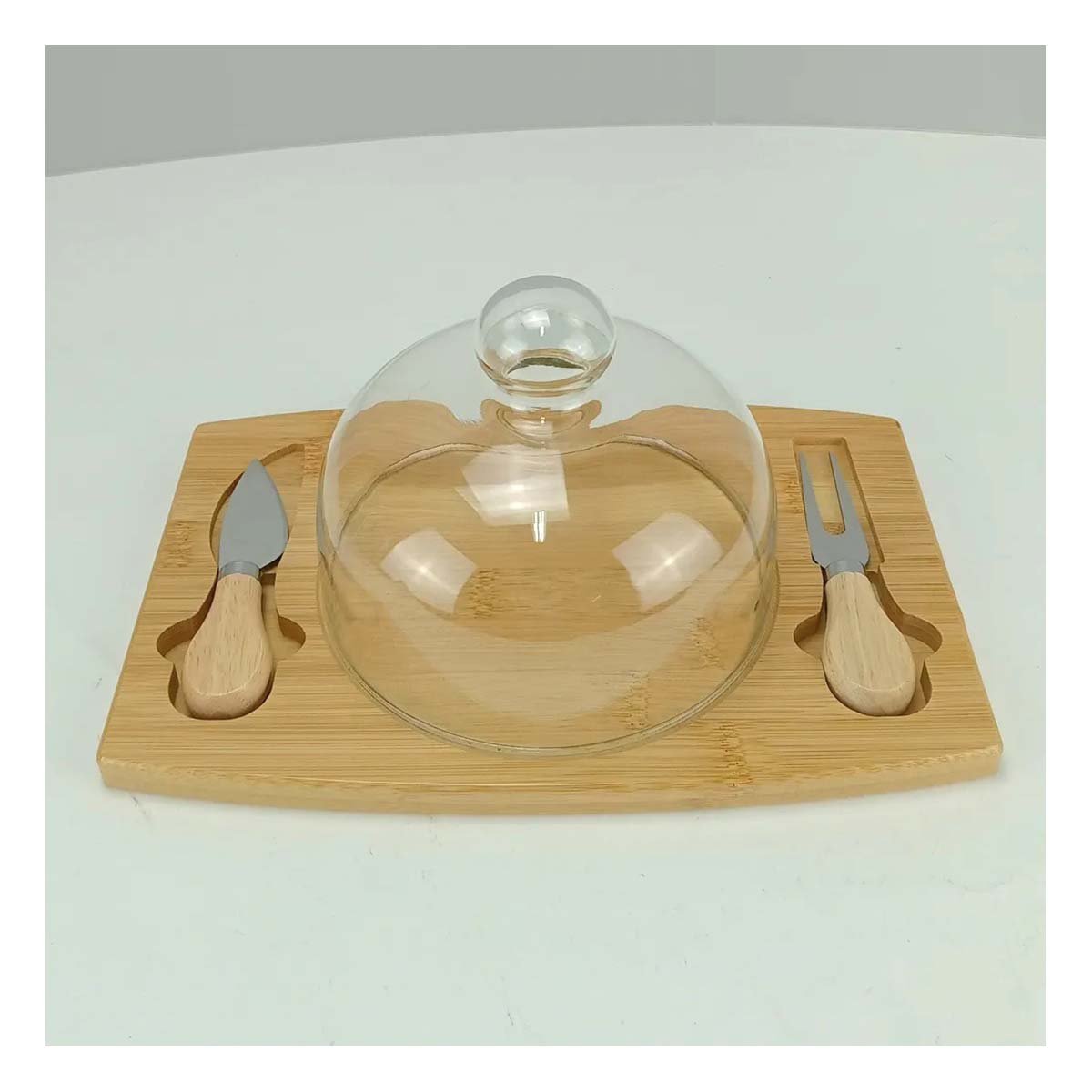 PACK2 BASE DE MADERA CON DOME DE VIDRIO Y UTENSILIOS PARA REUNIONES MADERA YREGALO STICKER - 3