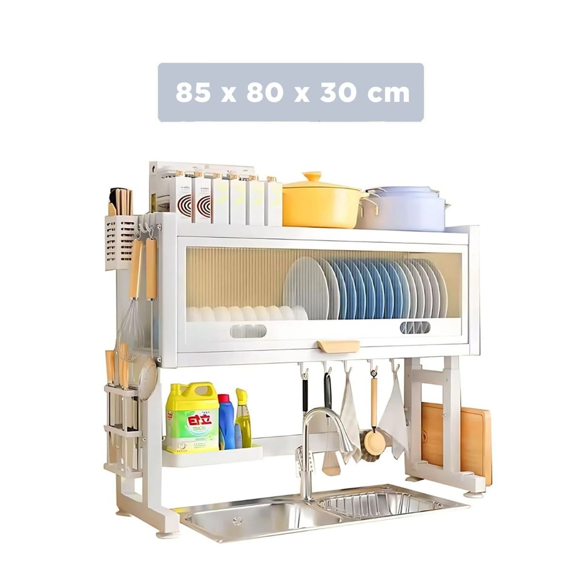 ESCURRIDOR DE COCINA 85CM VERTICAL CON COMPARTIMENTOS PARA UTENSILIOS BLANCO YPAPEL REGALO - 4