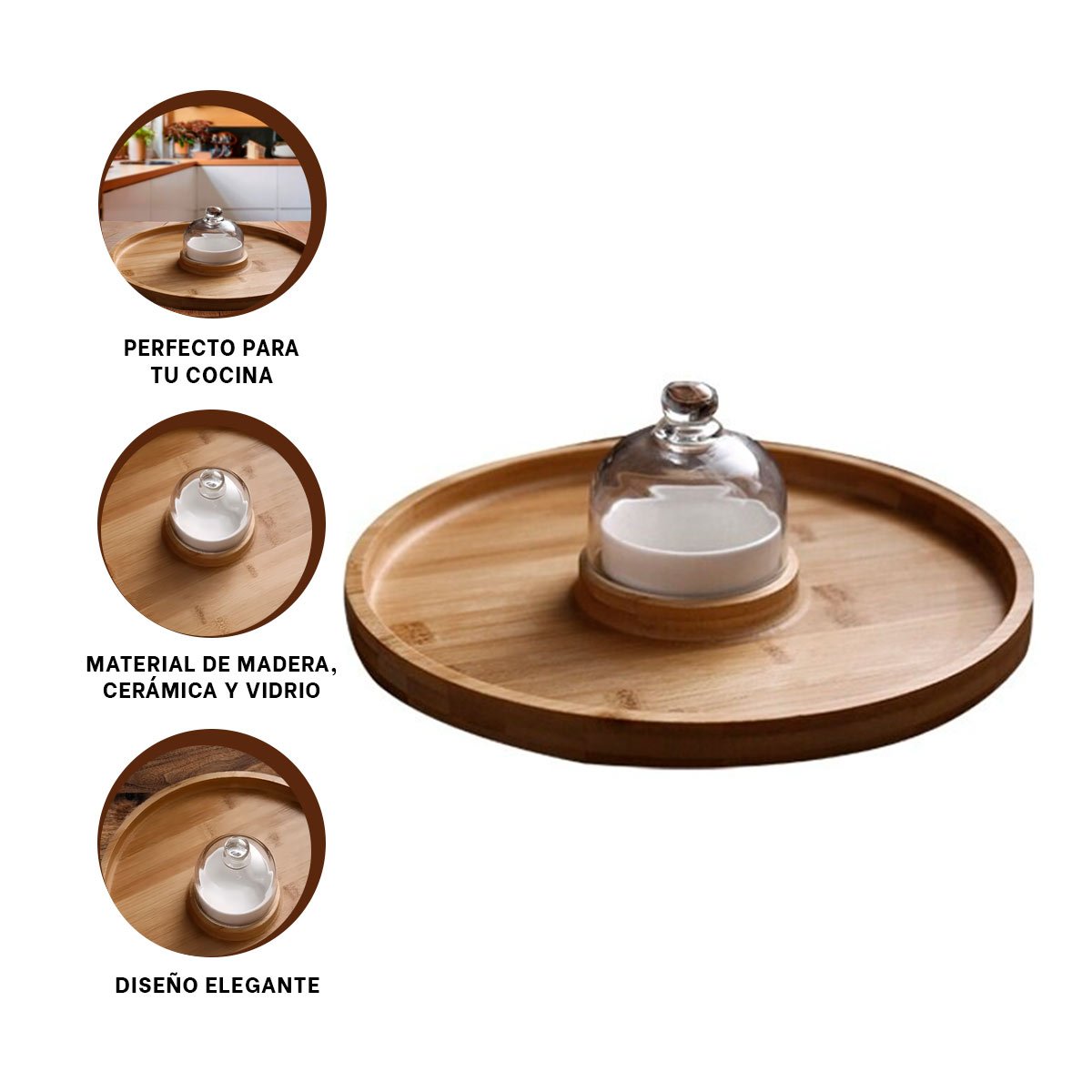 TABLA ARTESANAL CON MINI CUPULA Y BOWL PARA CENTRO DE MESA DECORATIVO YPOST IT - 5