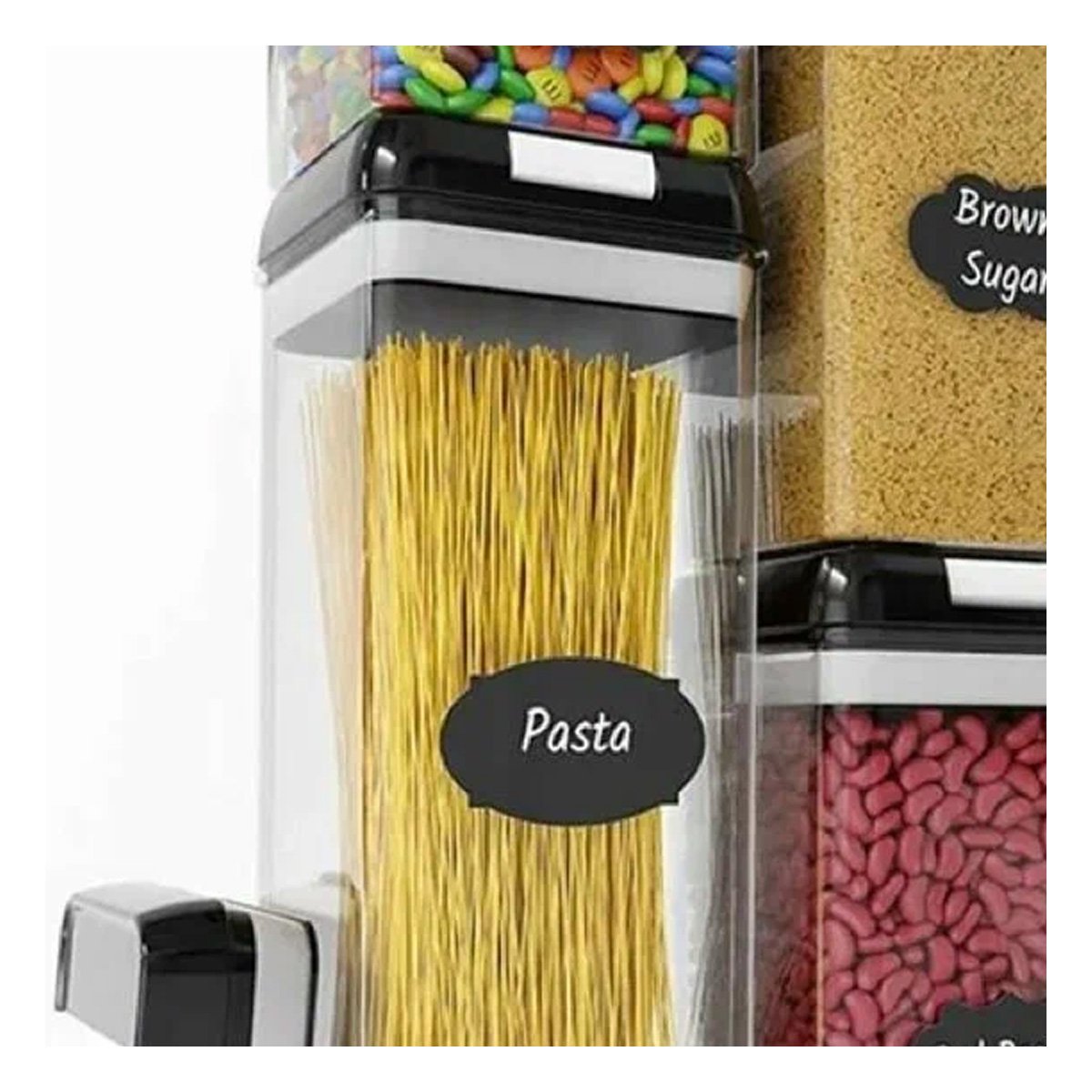 FRASCO ACRILICO PARA GUARDAR CEREALES TAPA PALANCA NEGRO 1900ML Y+PAPEL REGALO - 2