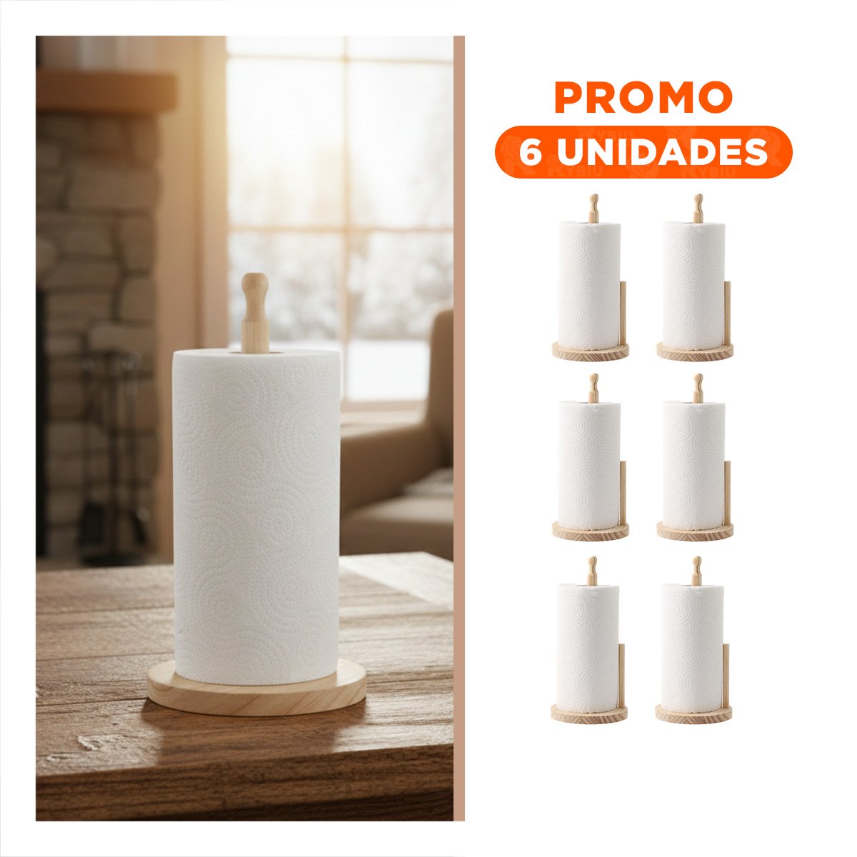PACK6 DISPOSITIVO COMPACTO VERTICAL DE MADERA CON DOBLE PALO Y BASE FIRME YREGALO STICKER - 1
