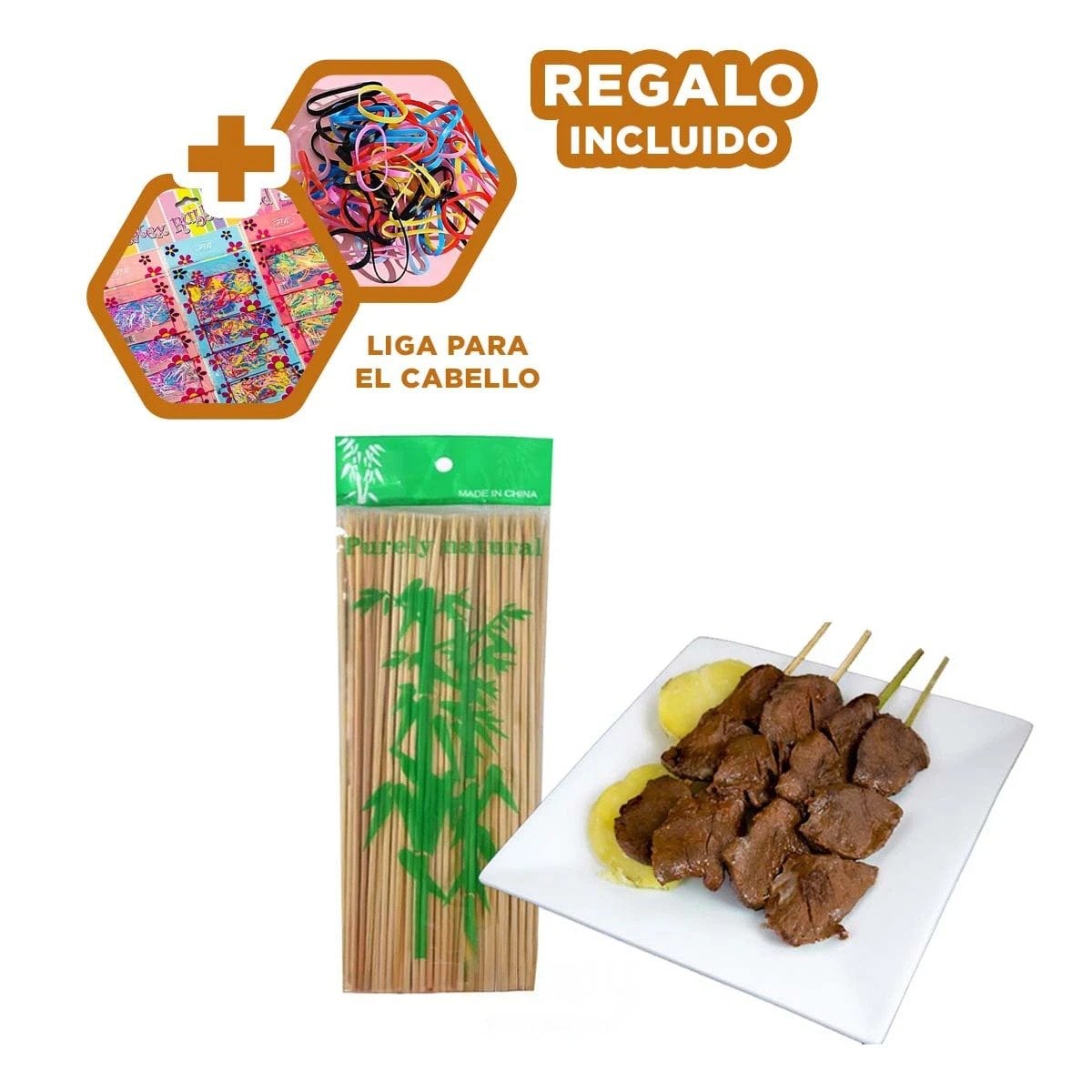 BASTONES COLOR NATURAL 85UNID PARA PARRILLA FAMILIAR Y CELEBRACIONES 30CM Y+LIGAS REGALO - 2