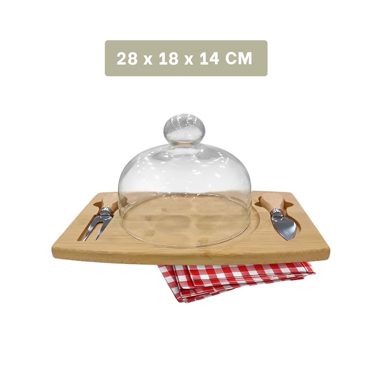 PACK2 BASE DE MADERA CON CUBIERTOS Y CUPULA DE VIDRIO PARA MESA ELEGANTE MADERA YPAPEL REGALO - 4
