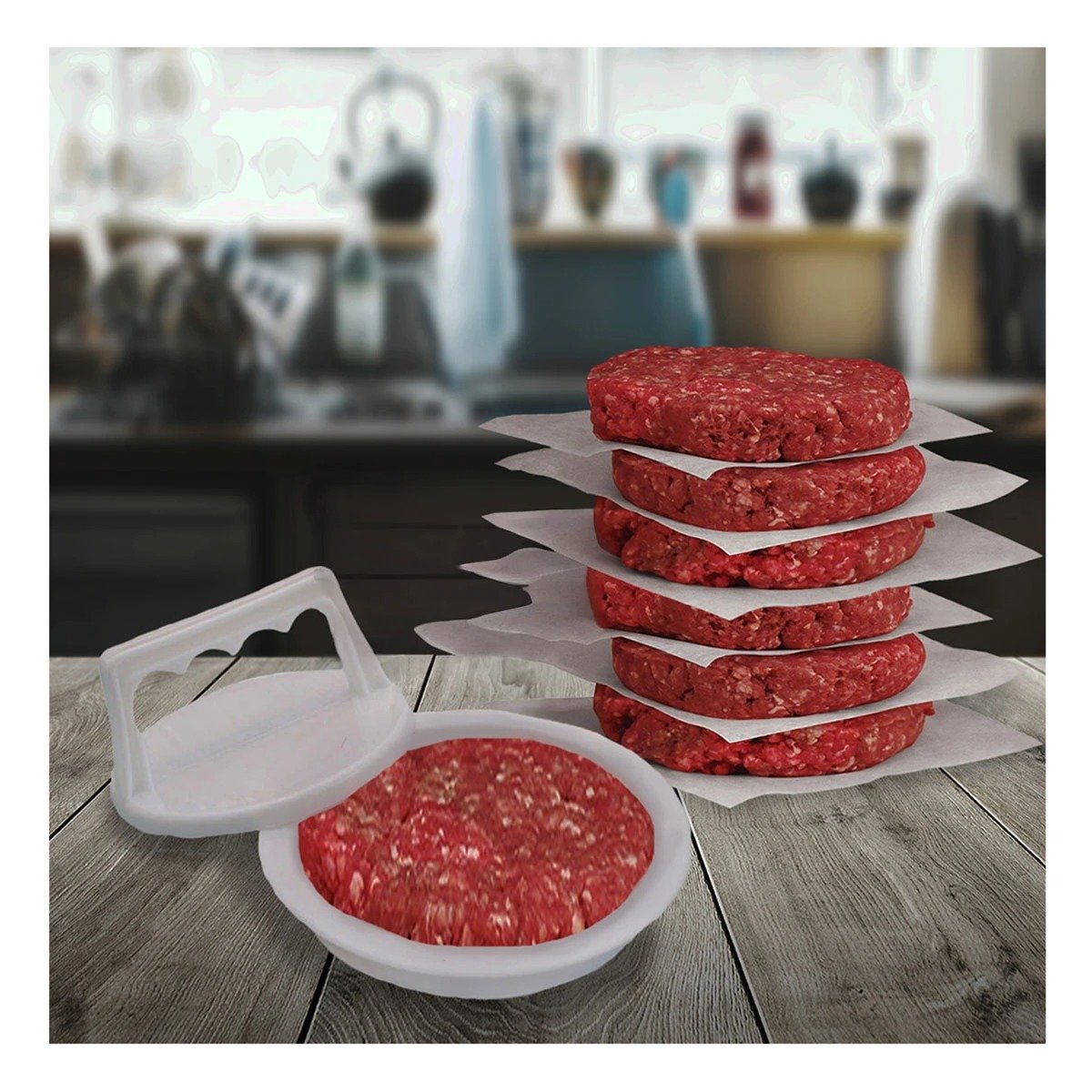 PACK2 FORMADOR PRACTICO PARA HAMBURGUESA DE 13,1CM COLOR BLANCO ABS Y+REGALO STICKER - 5