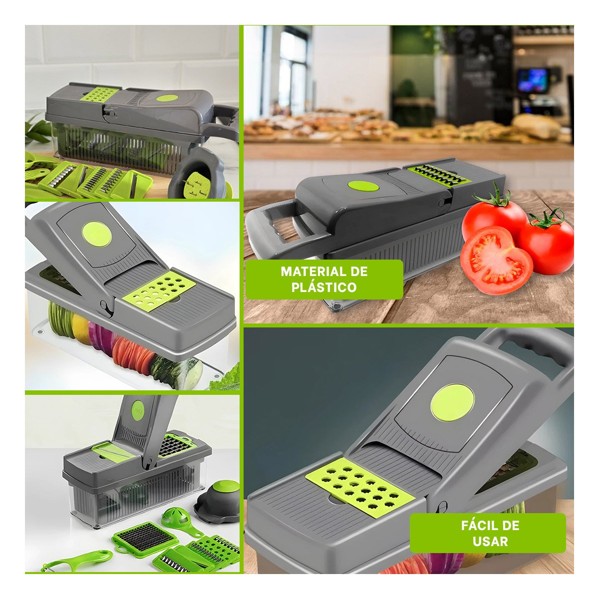 PICADOR DE COCINA MODERNA EN PLASTICO ESTABLE PARA PROCESAR FRUTAS Y VERDURAS Y+POST IT - 2
