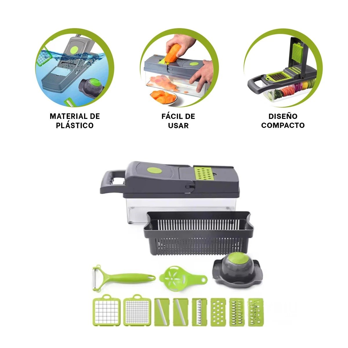 PICADOR DE COCINA MODERNA EN PLASTICO ESTABLE PARA PROCESAR FRUTAS Y VERDURAS Y+POST IT - 5