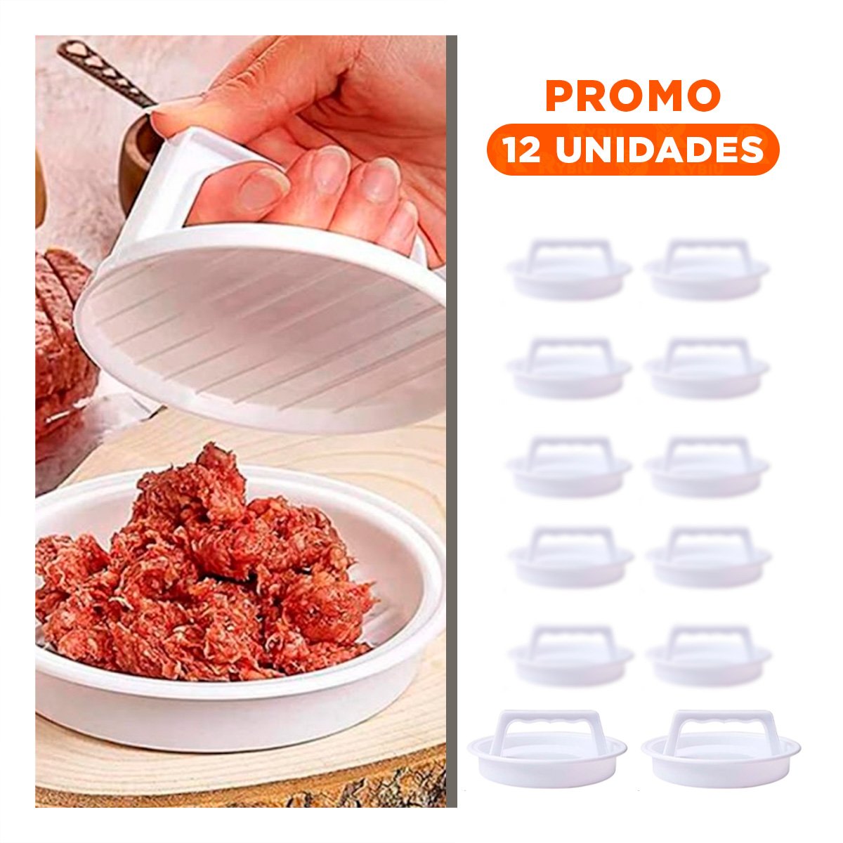 PACK12 PRENSA EN ABS PARA HAMBURGUESA DE 13,1CM EN COLOR BLANCO - 1