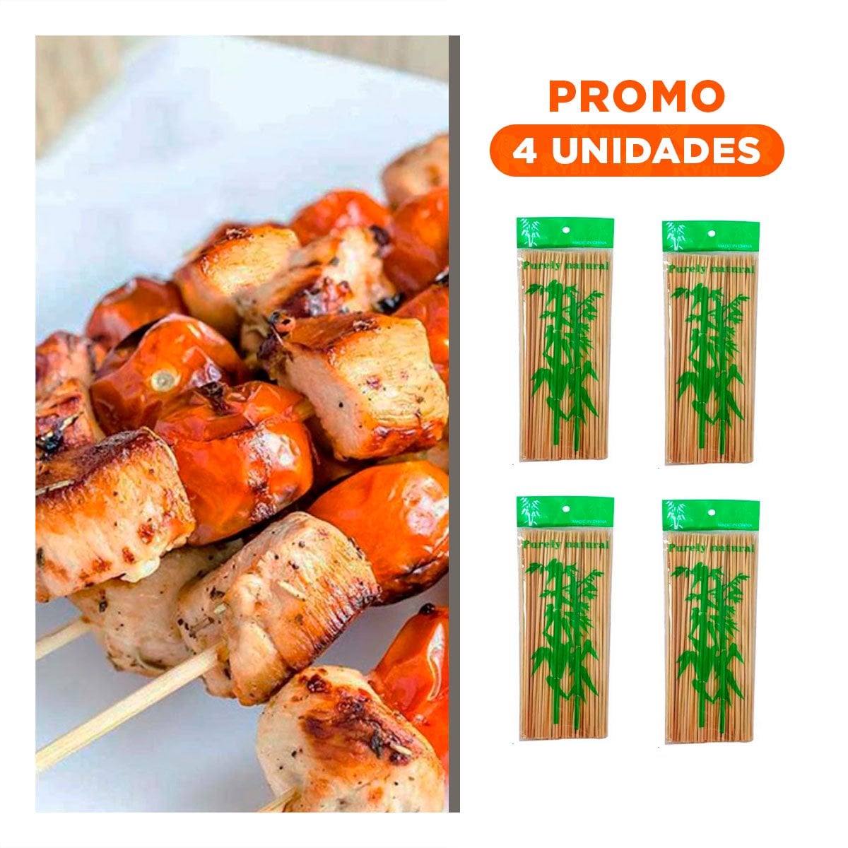 PACK4 PALITOS FIRMES DE BAMBU NATURAL 85UNID PARA USO DIARIO EN COCINA 30CM - 1