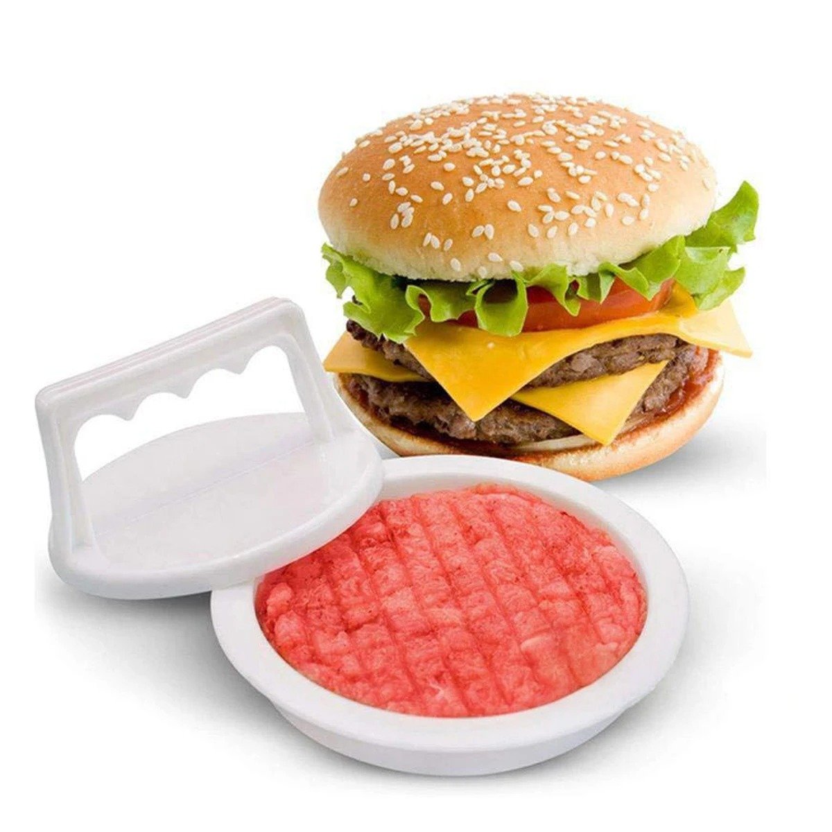 PACK6 PRENSA COMPACTA PARA HAMBURGUESA COLOR BLANCO DE ABS 13,1CM Y+REGALO STICKER - 2