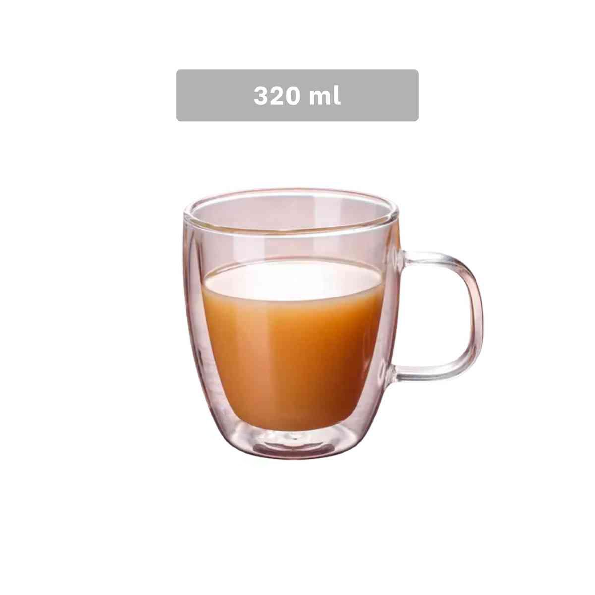 TAZA DOBLE CAPA 320 MILILITROS CON VIDRIO TRANSPARENTE TOQUE DECORATIVO Y+LIGAS REGALO - 4