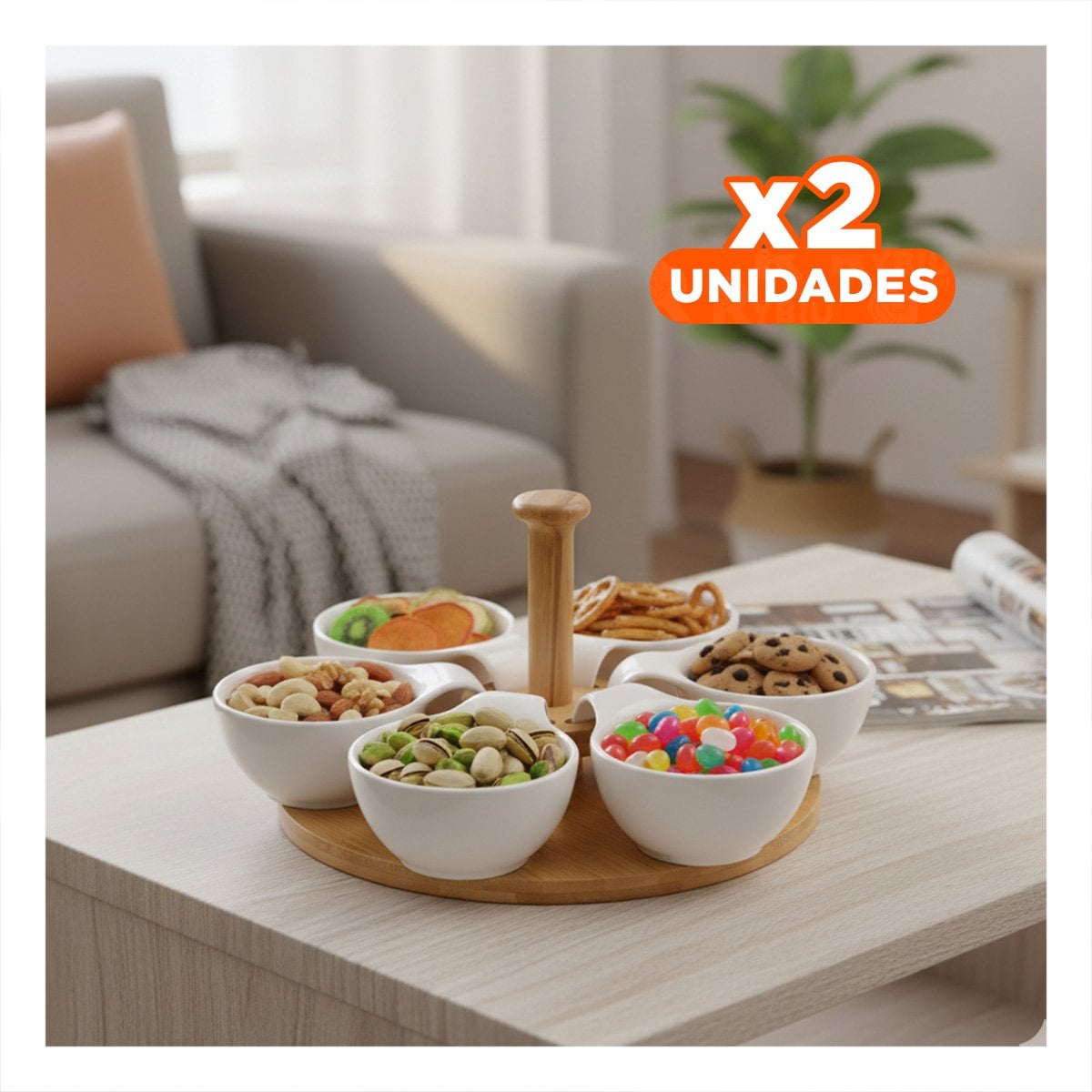 PACK2 PLATO GIRATORIO DE 6 BOWLS PARA ORGANIZAR SALSAS Y APERITIVOS - 1